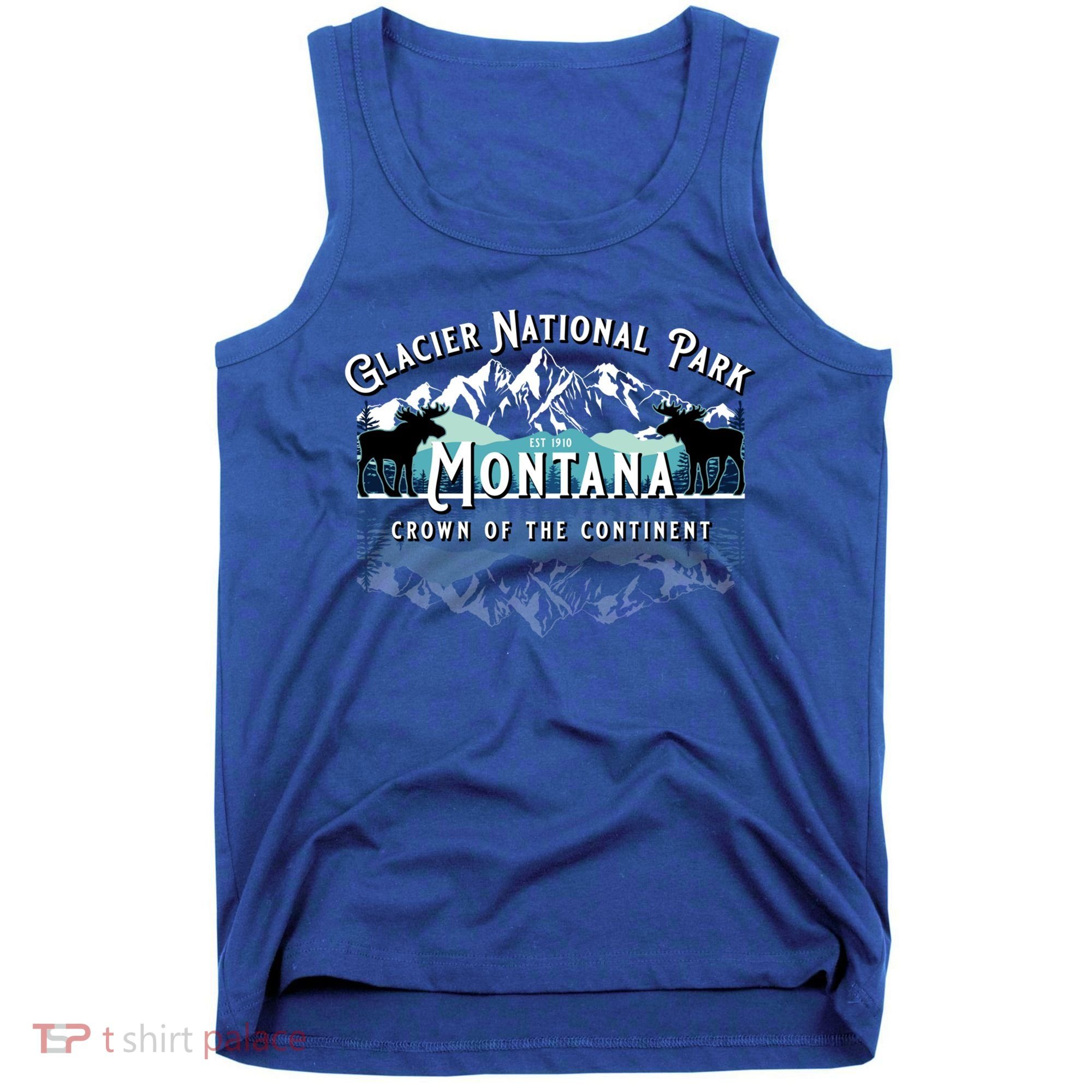 Glacier National Park Montana Hiking Moose Camping Souvenir Gift Tank Top