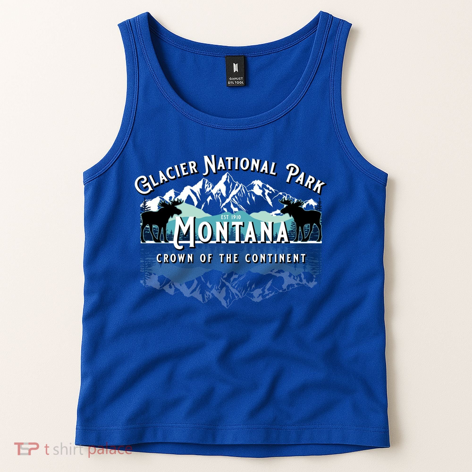 Glacier National Park Montana Hiking Moose Camping Souvenir Gift Tank Top