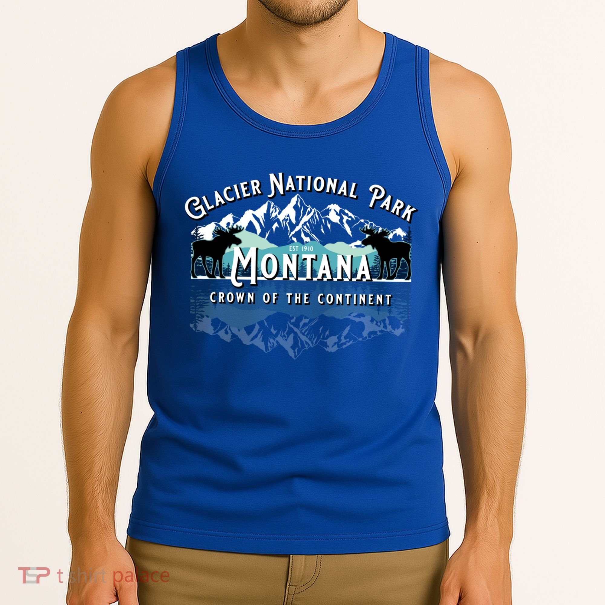 Glacier National Park Montana Hiking Moose Camping Souvenir Gift Tank Top