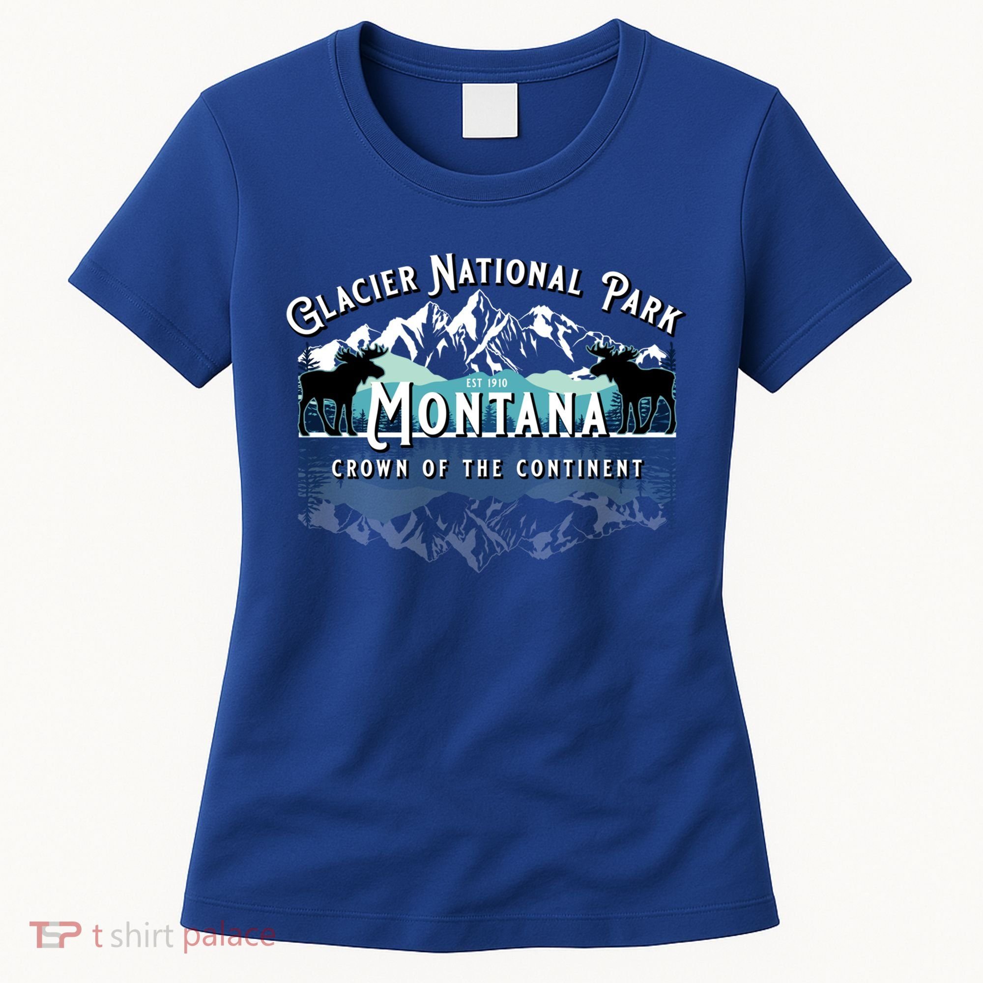 Glacier National Park Montana Hiking Moose Camping Souvenir Gift Women's T-Shirt