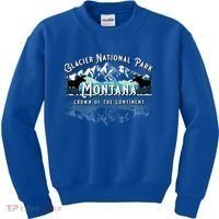 Glacier National Park Montana Hiking Moose Camping Souvenir Gift Kids Sweatshirt thumb 0
