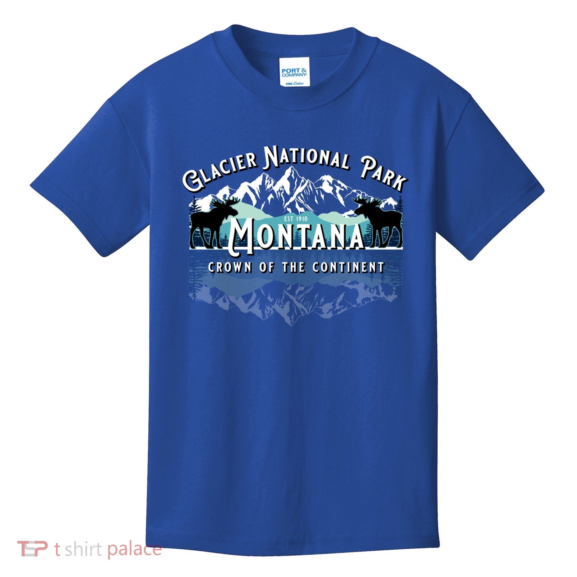 Glacier National Park Montana Hiking Moose Camping Souvenir Gift Kids T-Shirt