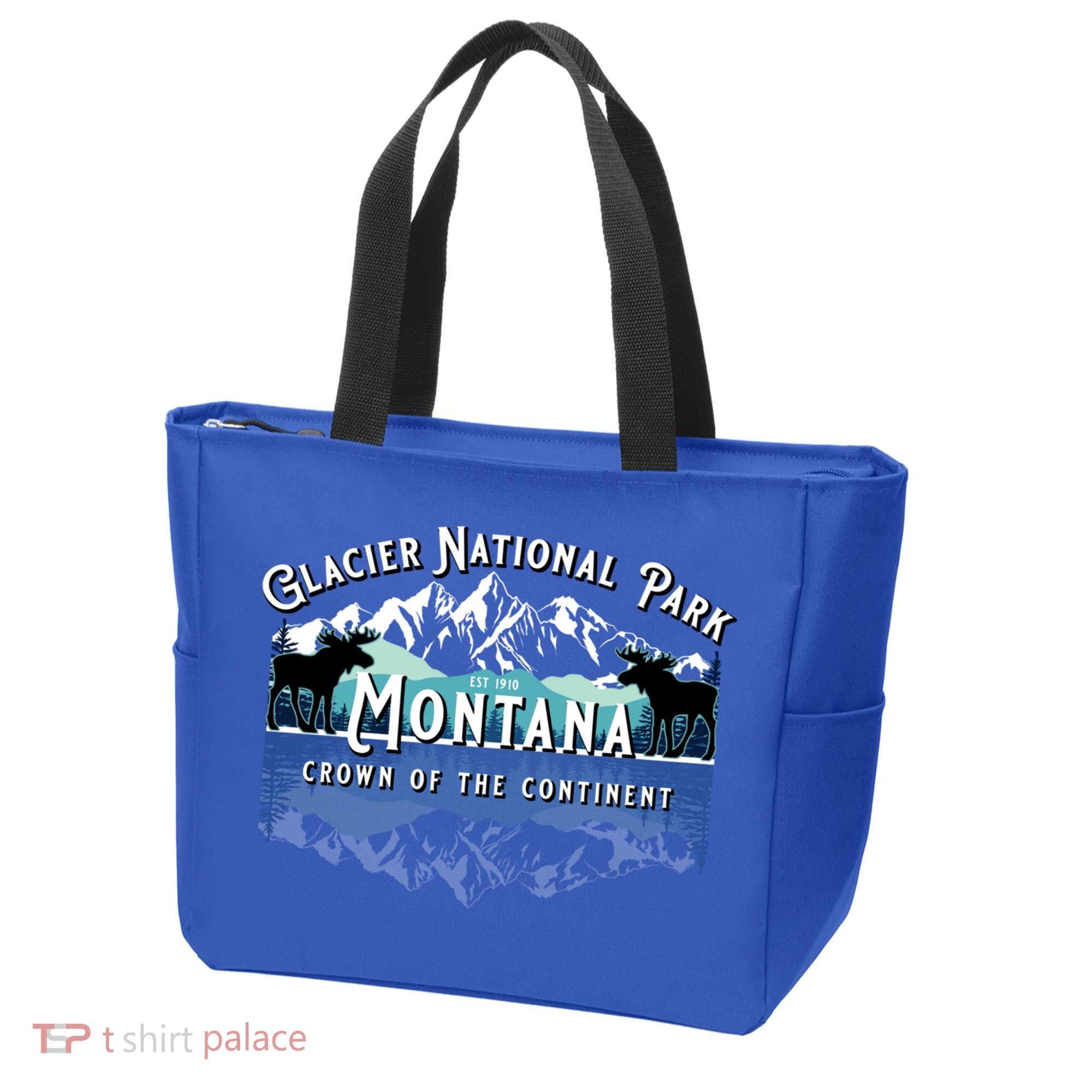 Glacier National Park Montana Hiking Moose Camping Souvenir Gift Tote Bag