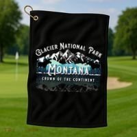 Glacier National Park Montana Hiking Camping Moose Souvenir Meaningful Gift Golf Towel thumb 1