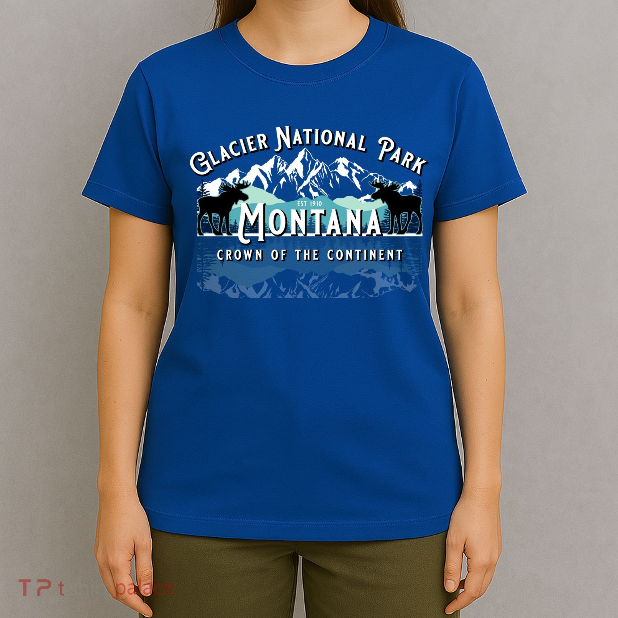 Glacier National Park Montana Hiking Camping Moose Souvenir Meaningful Gift T-Shirt