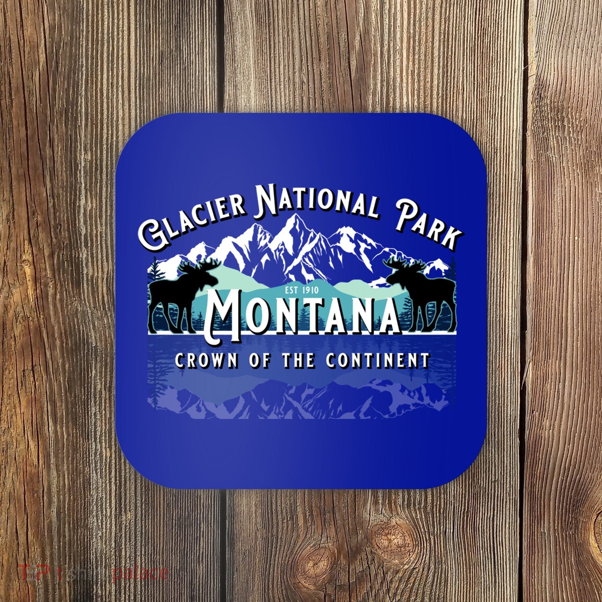 Glacier National Park Montana Hiking Camping Moose Souvenir Meaningful Gift Coaster