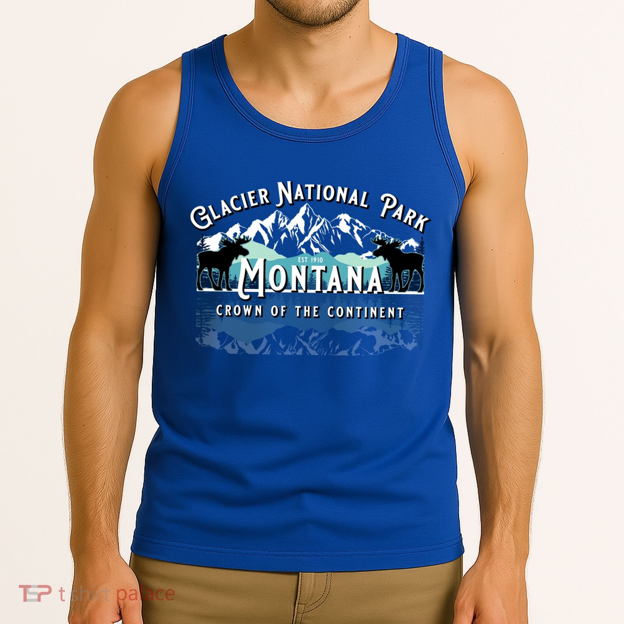 Glacier National Park Montana Hiking Camping Moose Souvenir Meaningful Gift Tank Top
