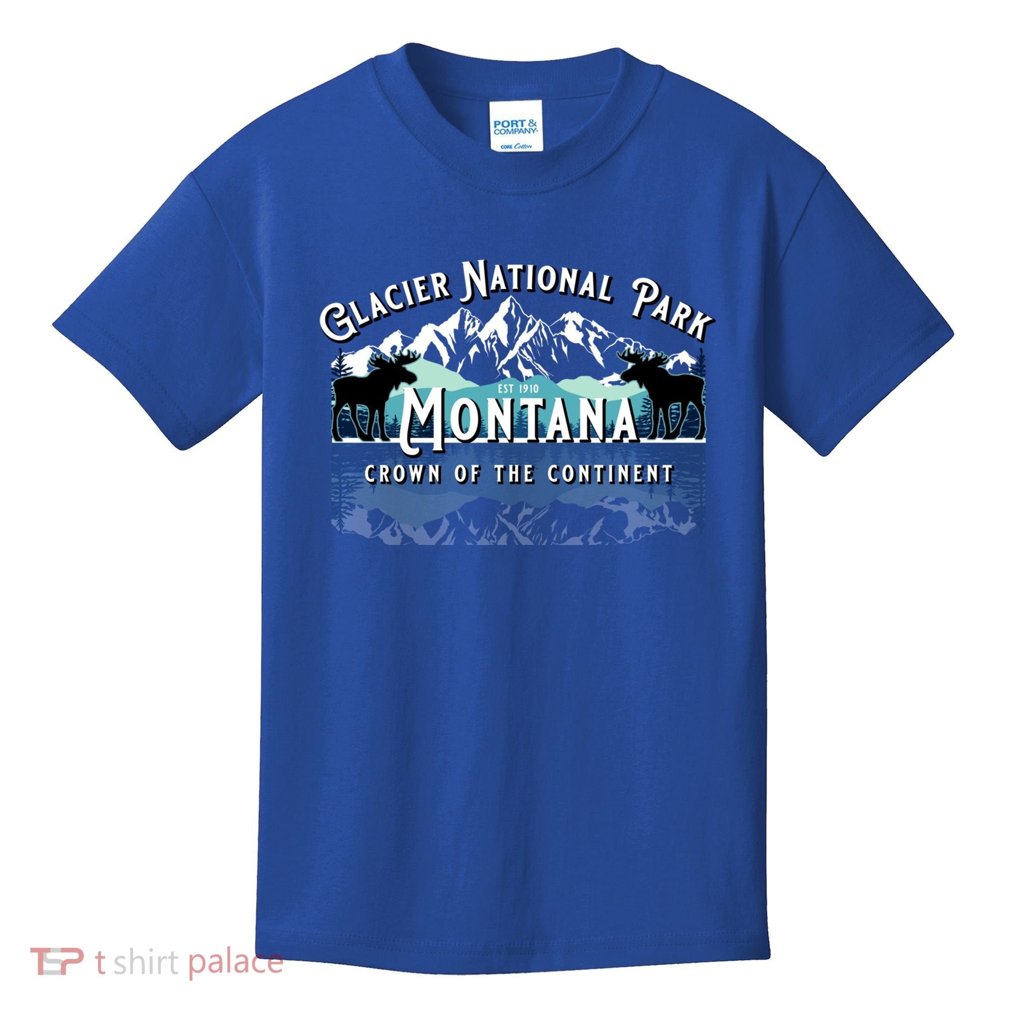 Glacier National Park Montana Hiking Camping Moose Souvenir Meaningful Gift Kids T-Shirt