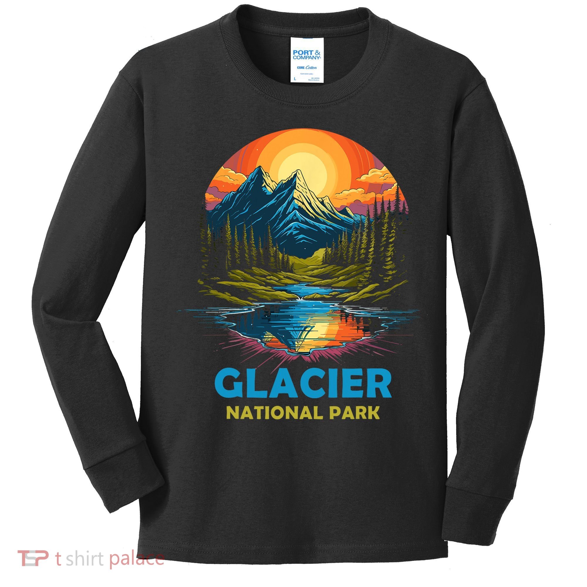 Glacier National Park Montana Mountains Trip Kids Long Sleeve Shirt