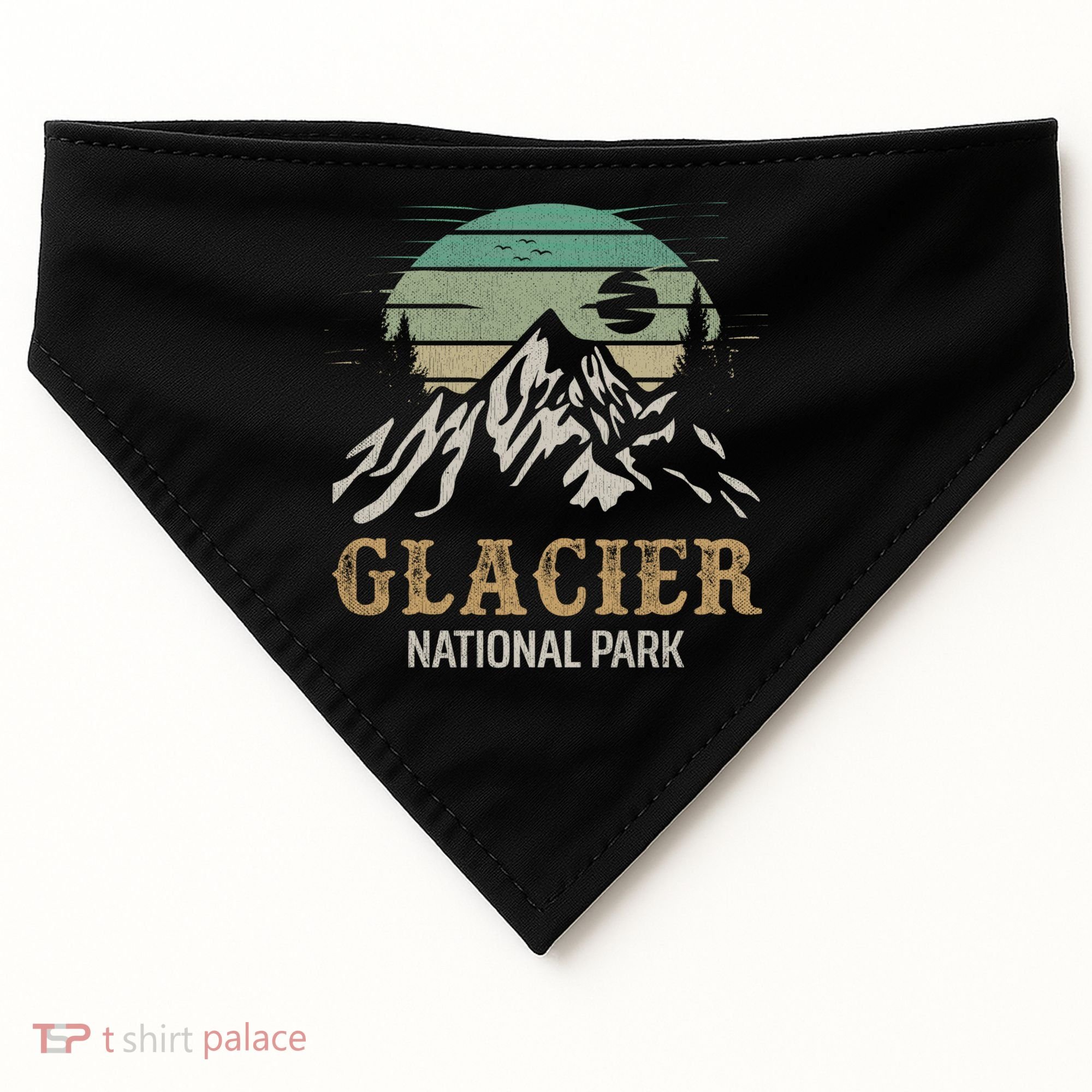 Glacier National Park Merchandise Retro Glacier Souvenirs Cute Gift USA-Made Doggie Bandana