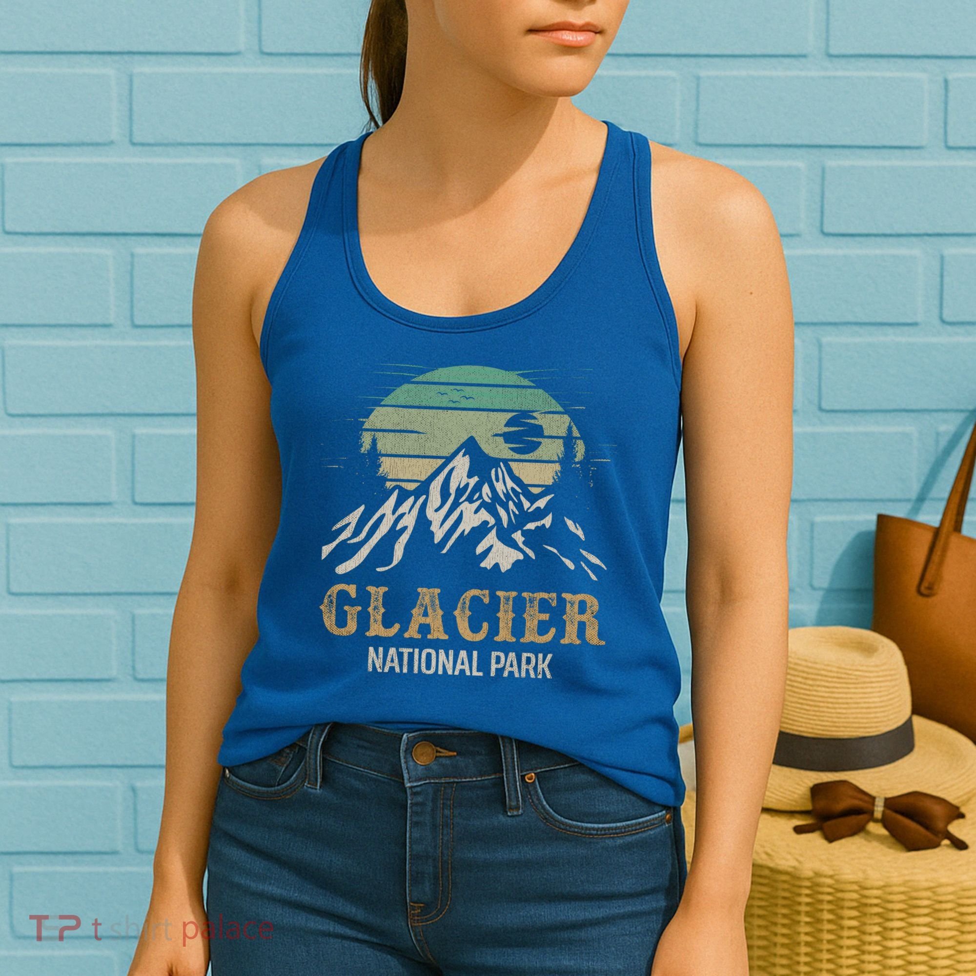 Glacier National Park Merchandise Retro Glacier Souvenirs Cute Gift Women's Tank Top