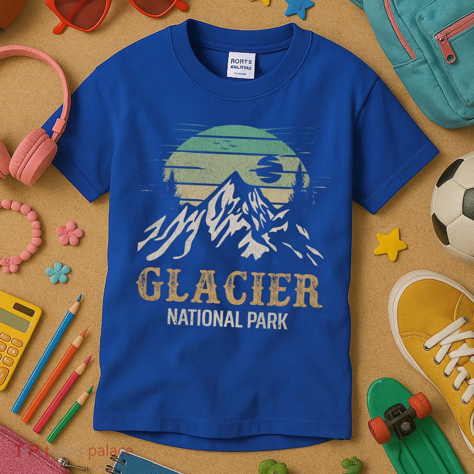 Glacier National Park Merchandise Retro Glacier Souvenirs Cute Gift Kids T-Shirt