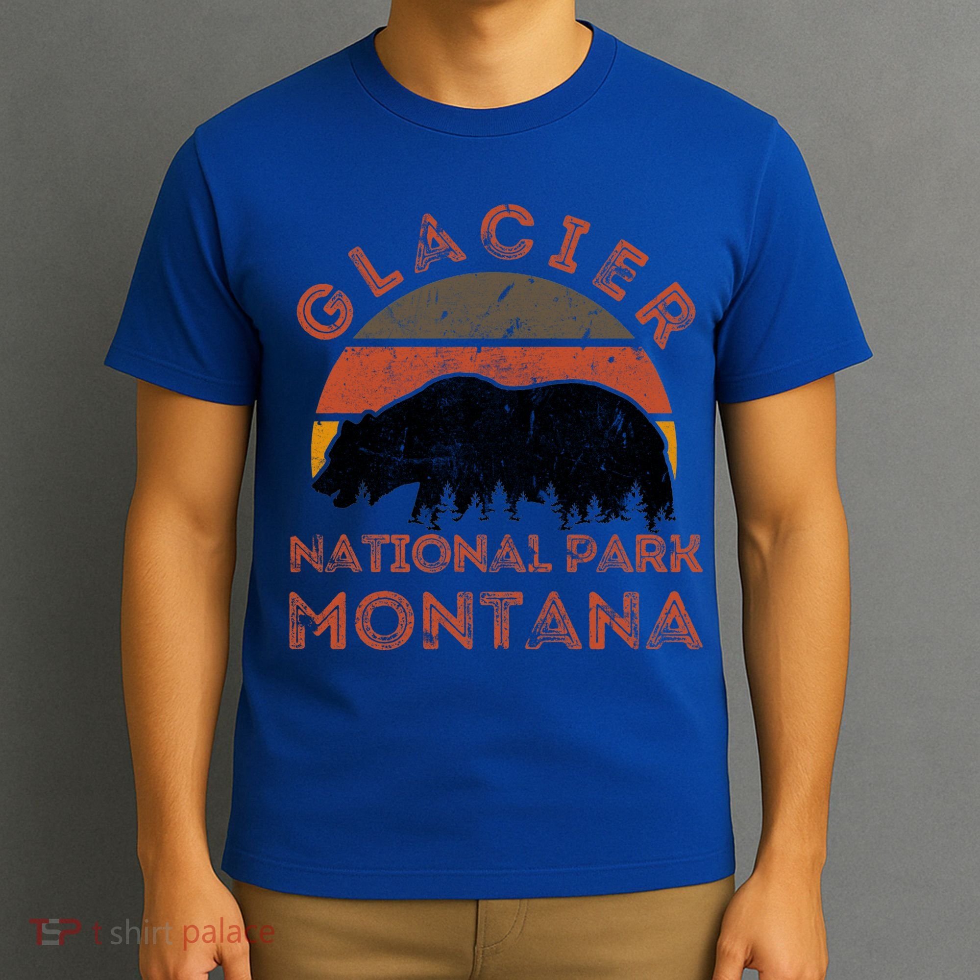 Glacier National Park Montana Bear Hiking Nature Vintage Gift T-Shirt
