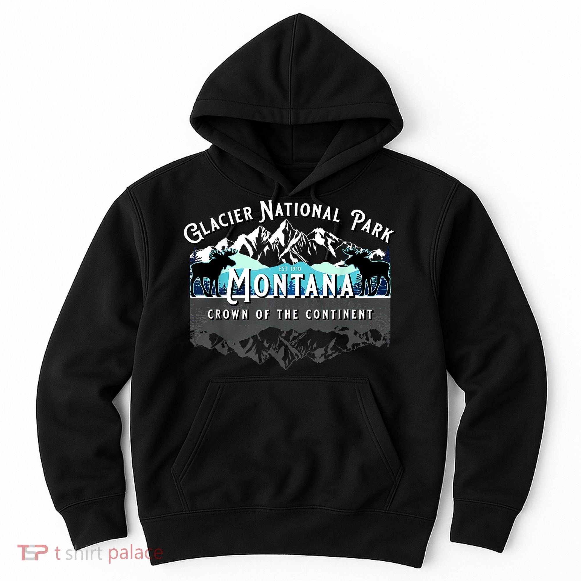 Glacier National Park Montana Moose Hiking Camping Souvenir Hoodie