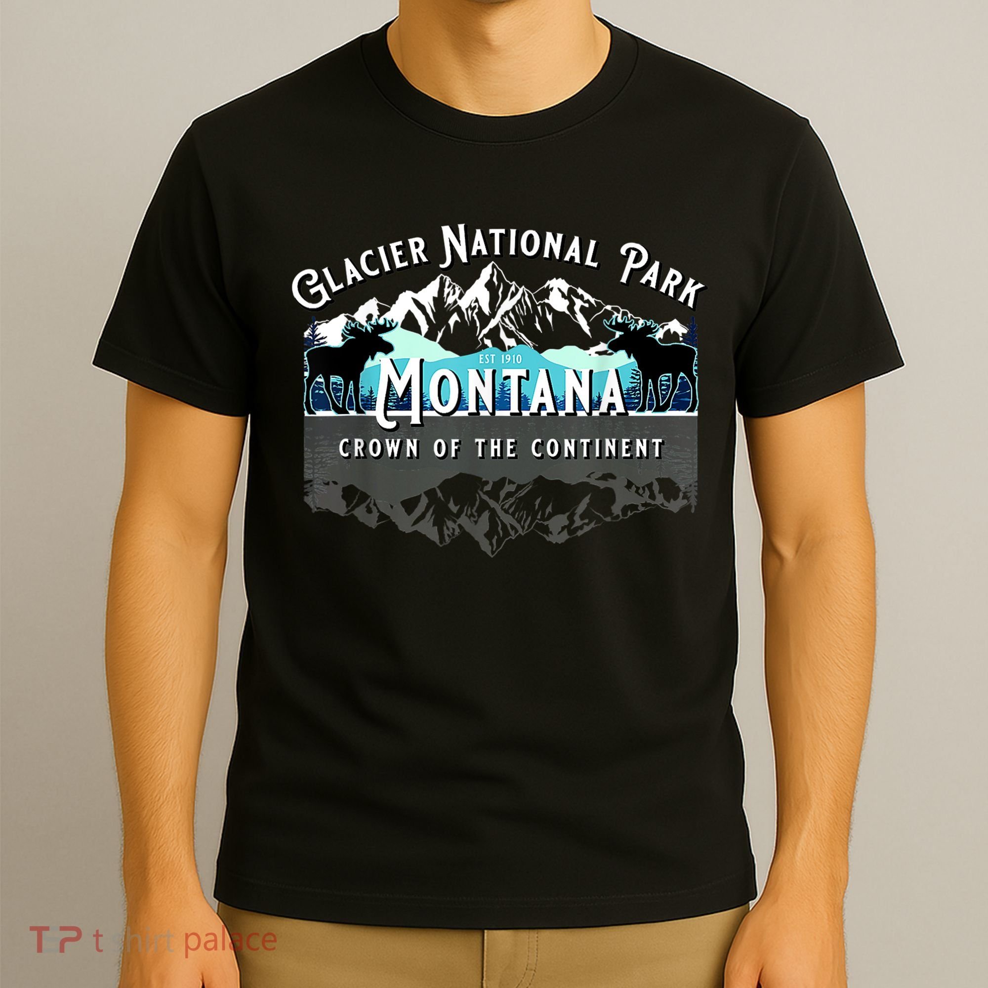 Glacier National Park Montana Moose Hiking Camping Souvenir T-Shirt