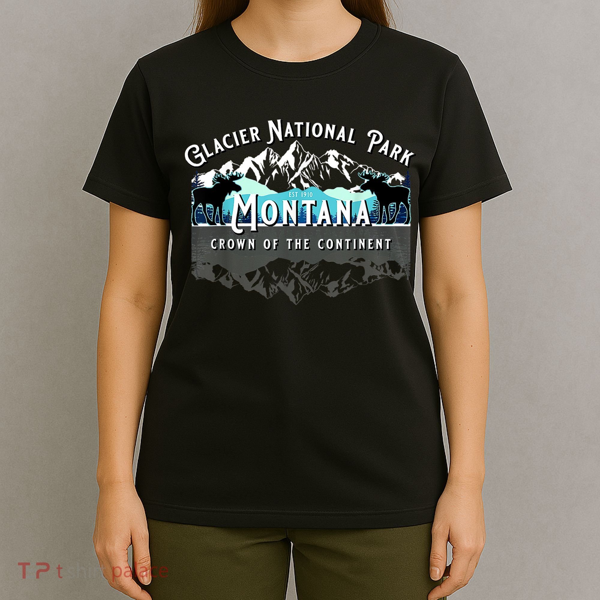 Glacier National Park Montana Moose Hiking Camping Souvenir T-Shirt