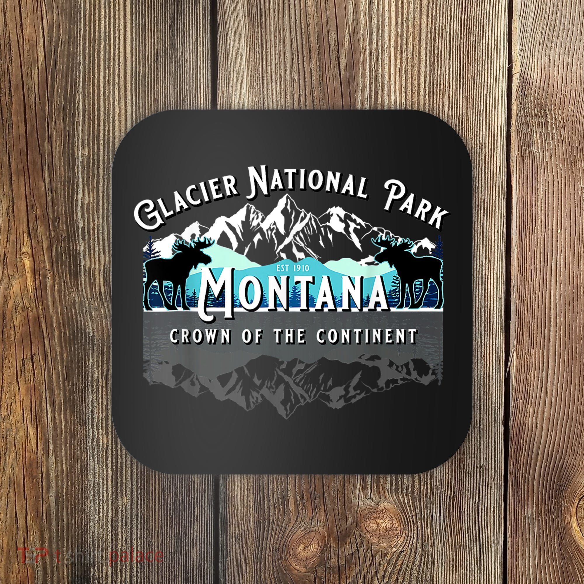 Glacier National Park Montana Moose Hiking Camping Souvenir Coaster