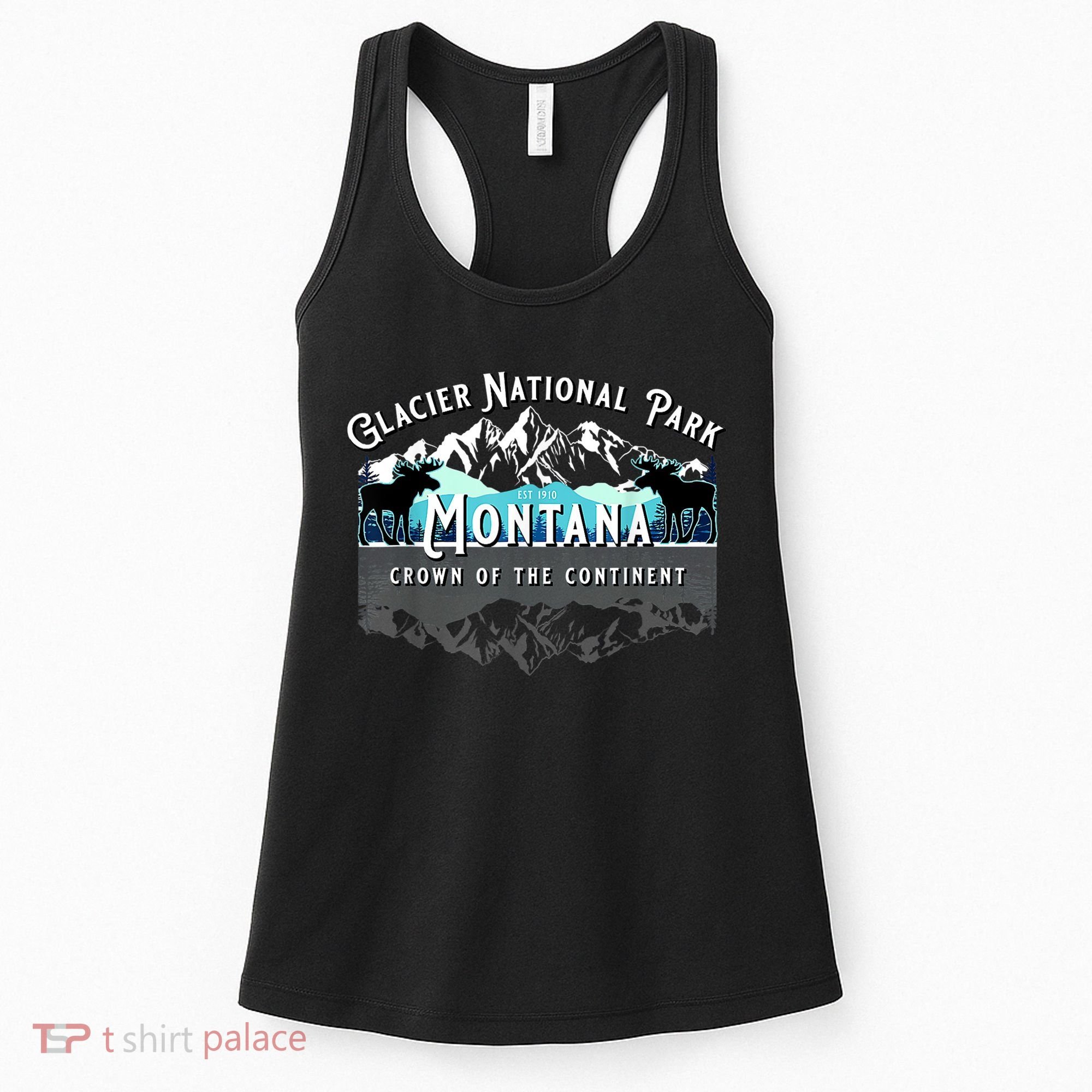 Glacier National Park Montana Moose Hiking Camping Souvenir Women's Tank Top