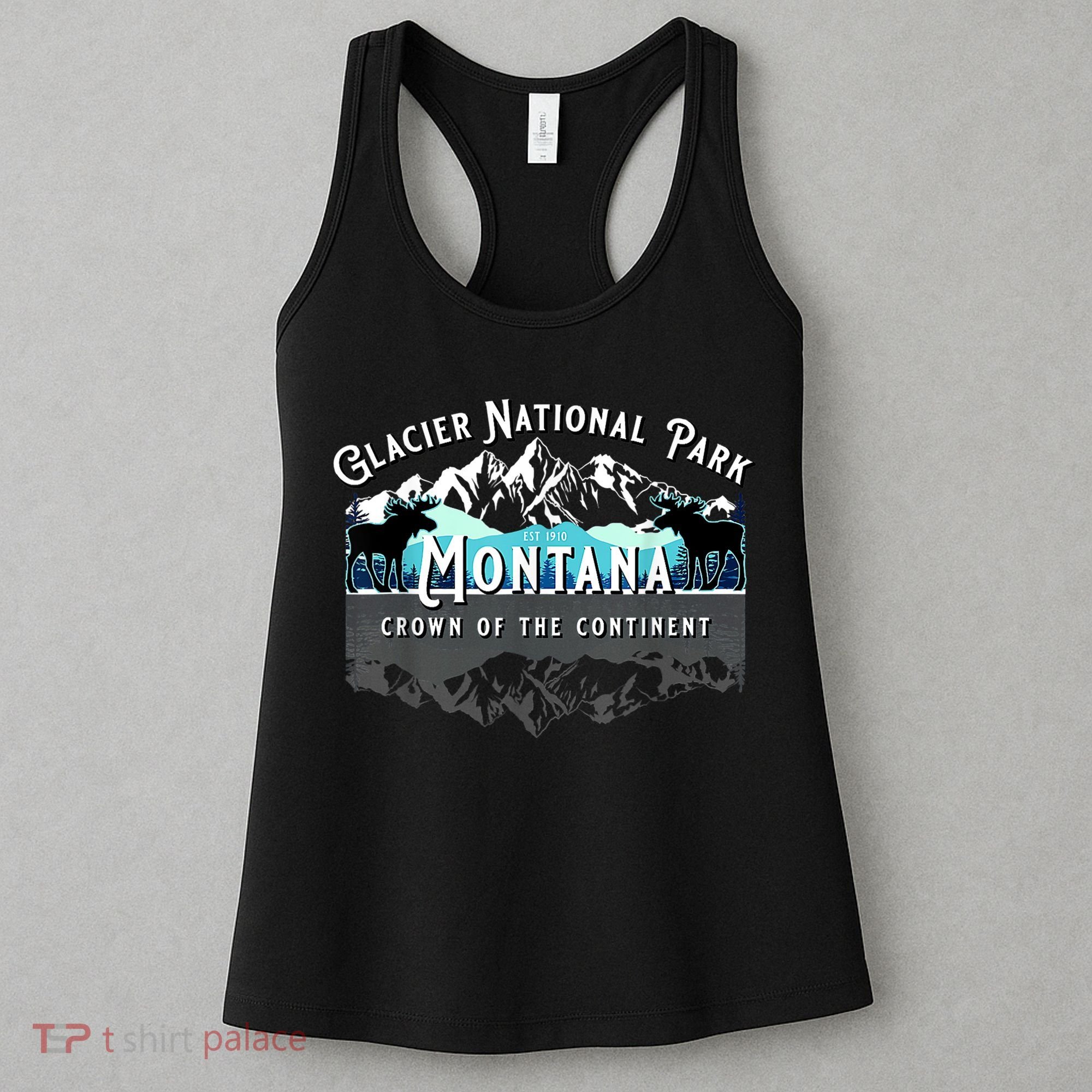 Glacier National Park Montana Moose Hiking Camping Souvenir Women's Tank Top