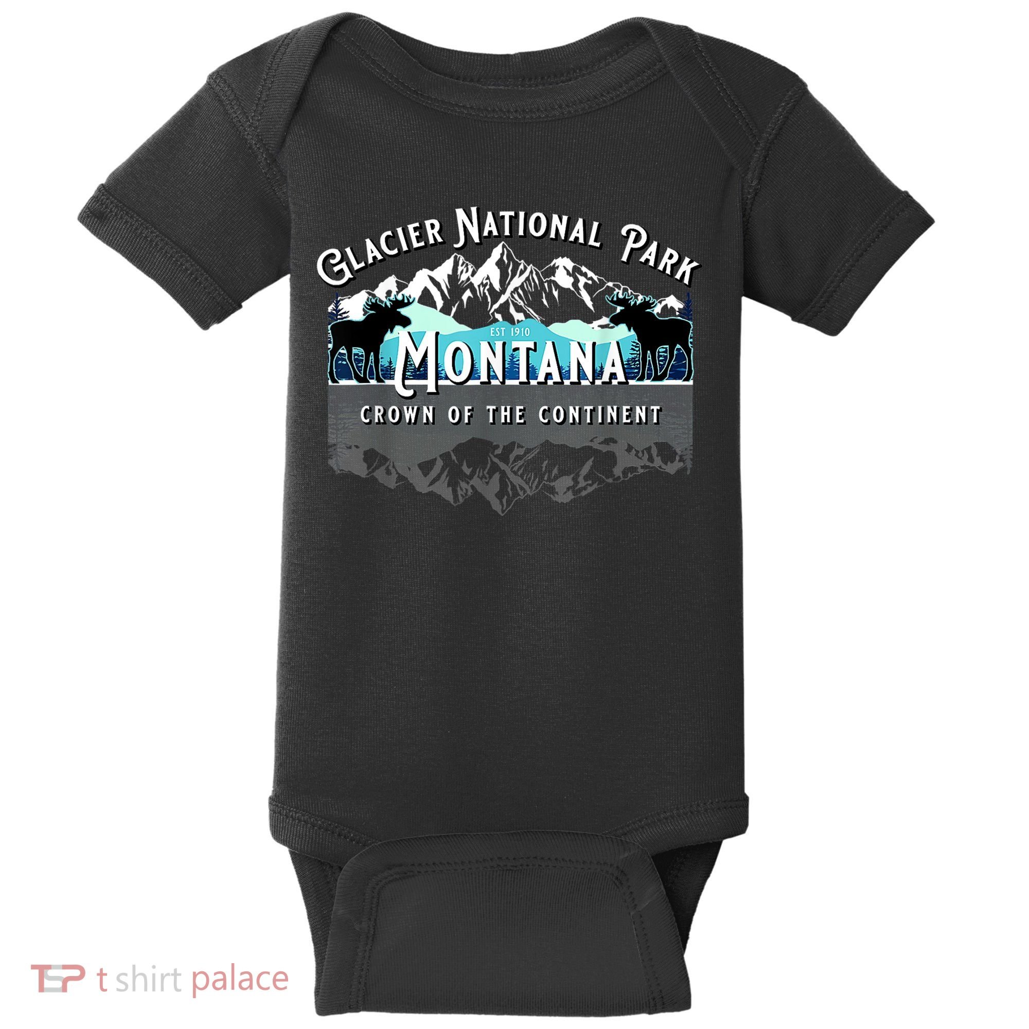 Glacier National Park Montana Moose Hiking Camping Souvenir Baby Bodysuit