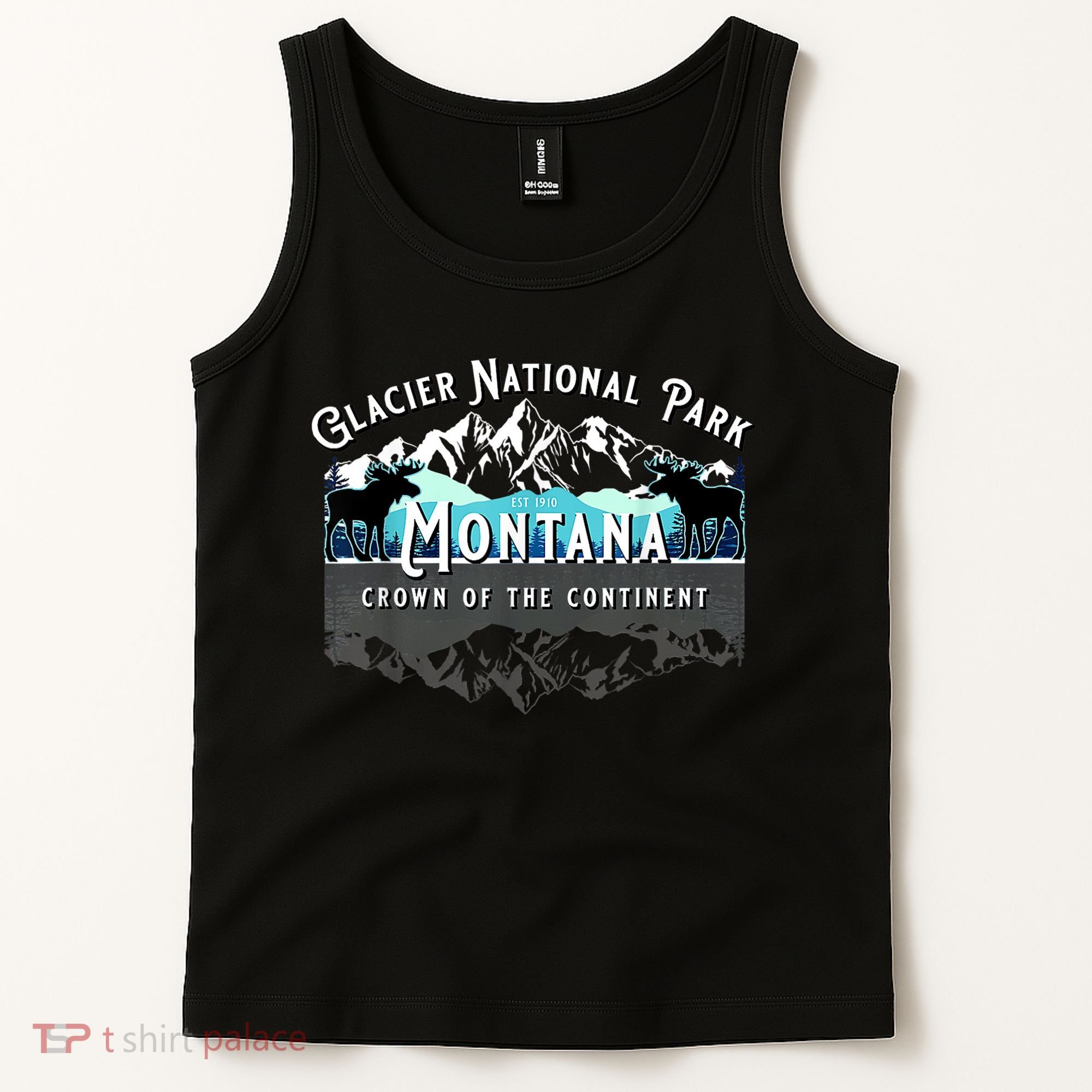 Glacier National Park Montana Moose Hiking Camping Souvenir Tank Top