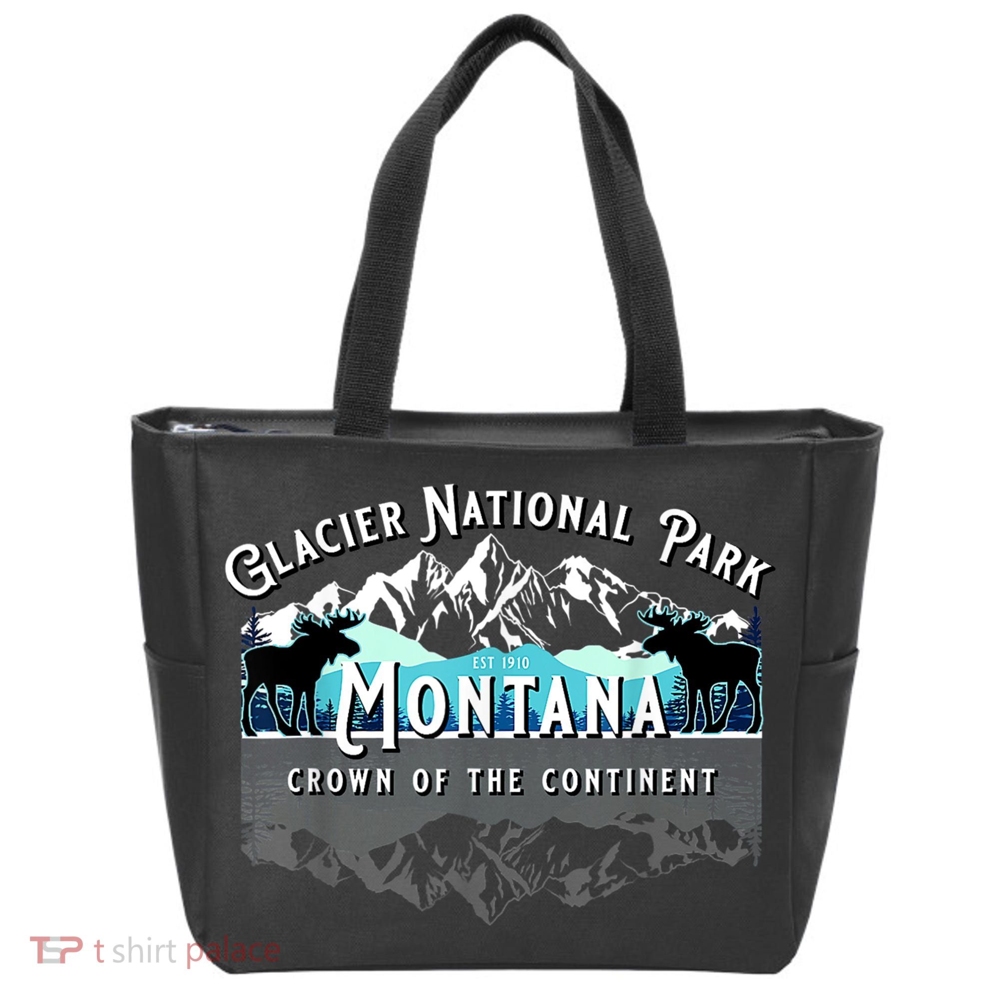 Glacier National Park Montana Moose Hiking Camping Souvenir Tote Bag
