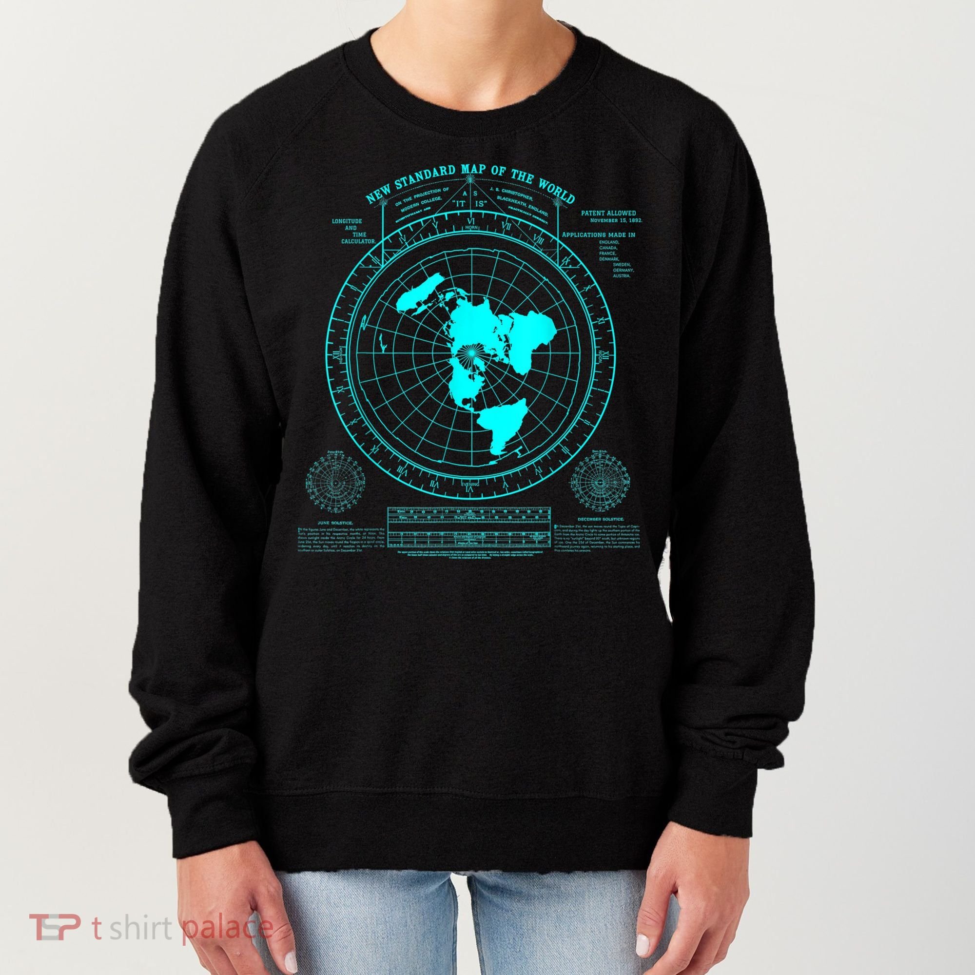 Gleasons New Standard Map Of The World Flat Earth Women's Sweatshirt