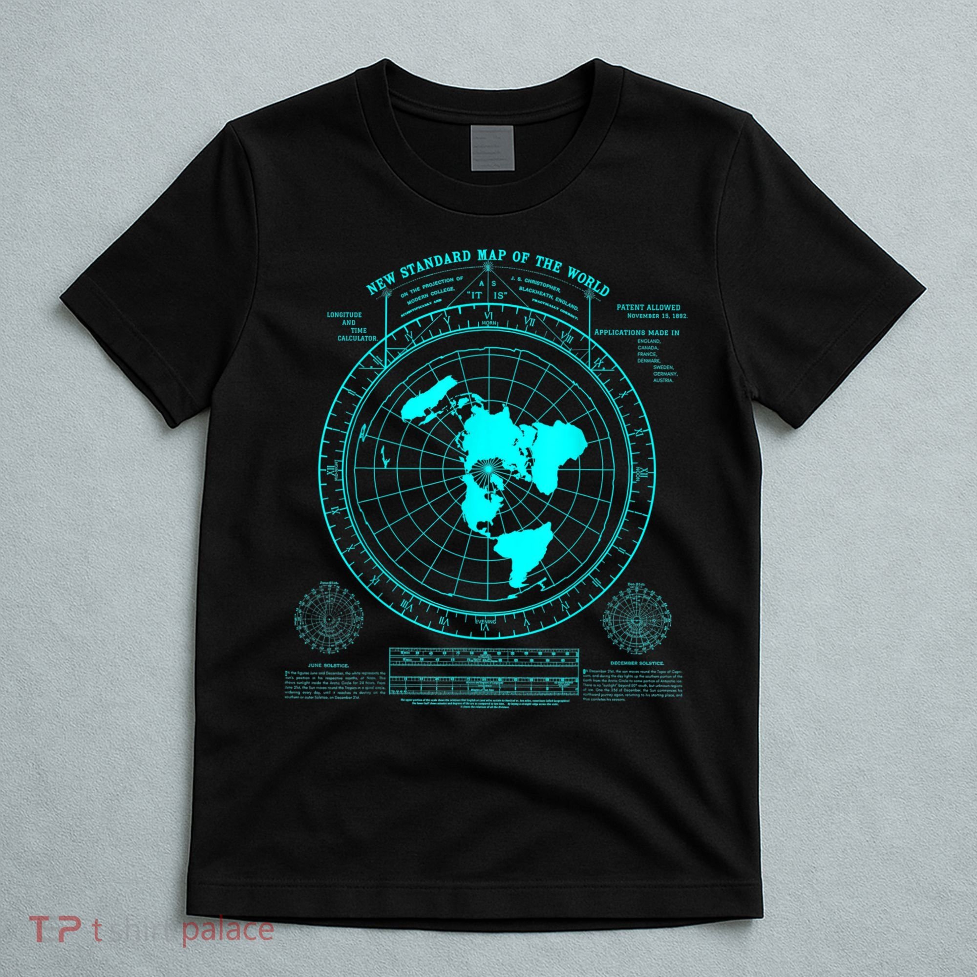 Gleasons New Standard Map Of The World Flat Earth T-Shirt