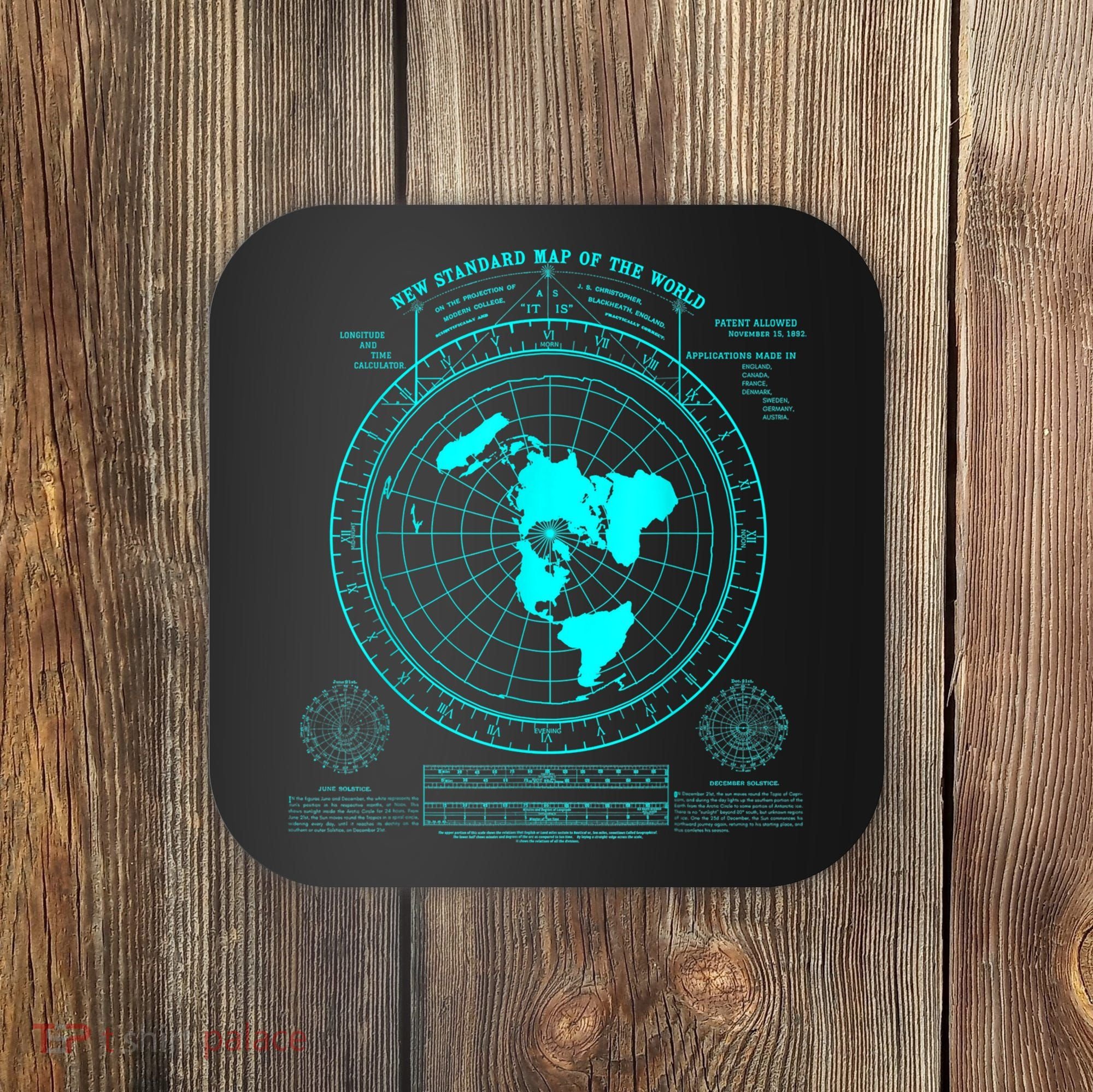 Gleasons New Standard Map Of The World Flat Earth Coaster