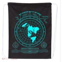 Gleasons New Standard Map Of The World Flat Earth Drawstring Bag thumb 0