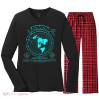 Gleasons New Standard Map Of The World Flat Earth Women's Long Sleeve Flannel Pajama Set  thumb 0
