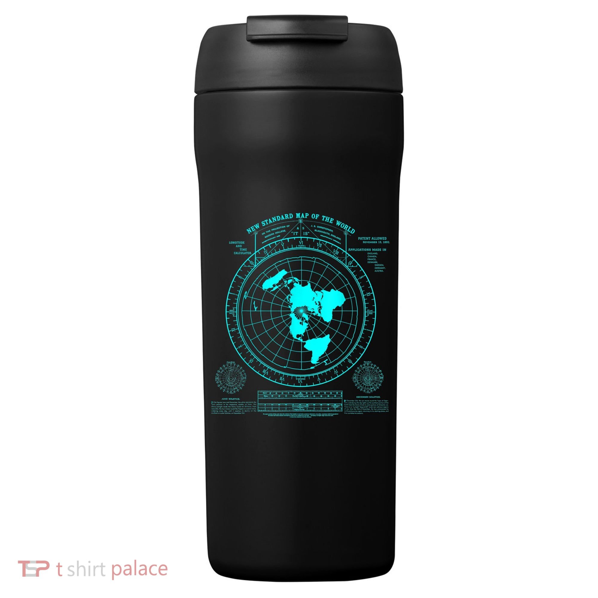 Gleasons New Standard Map Of The World Flat Earth 24oz Duet Stainless Steel Tumbler