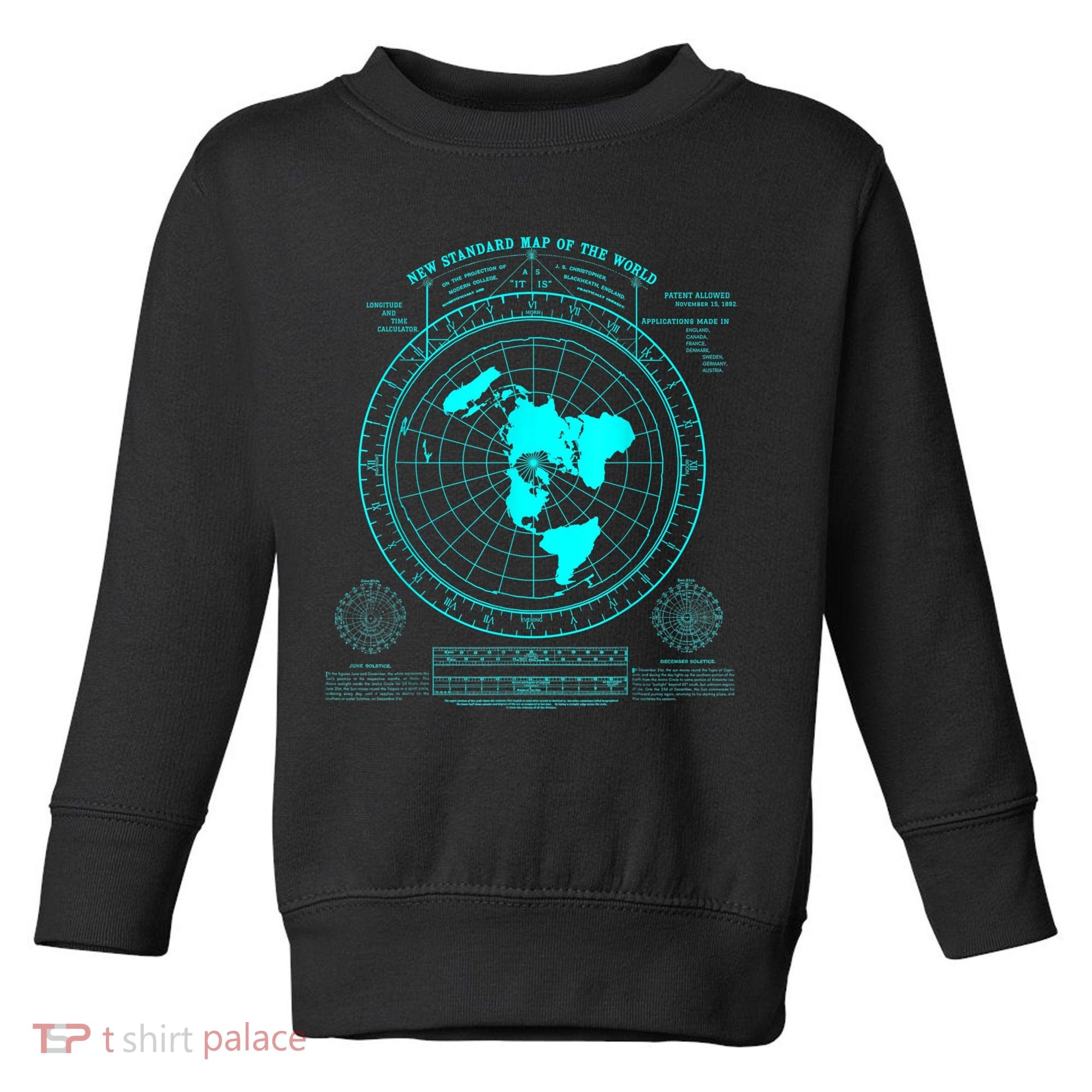 Gleasons New Standard Map Of The World Flat Earth Toddler Sweatshirt