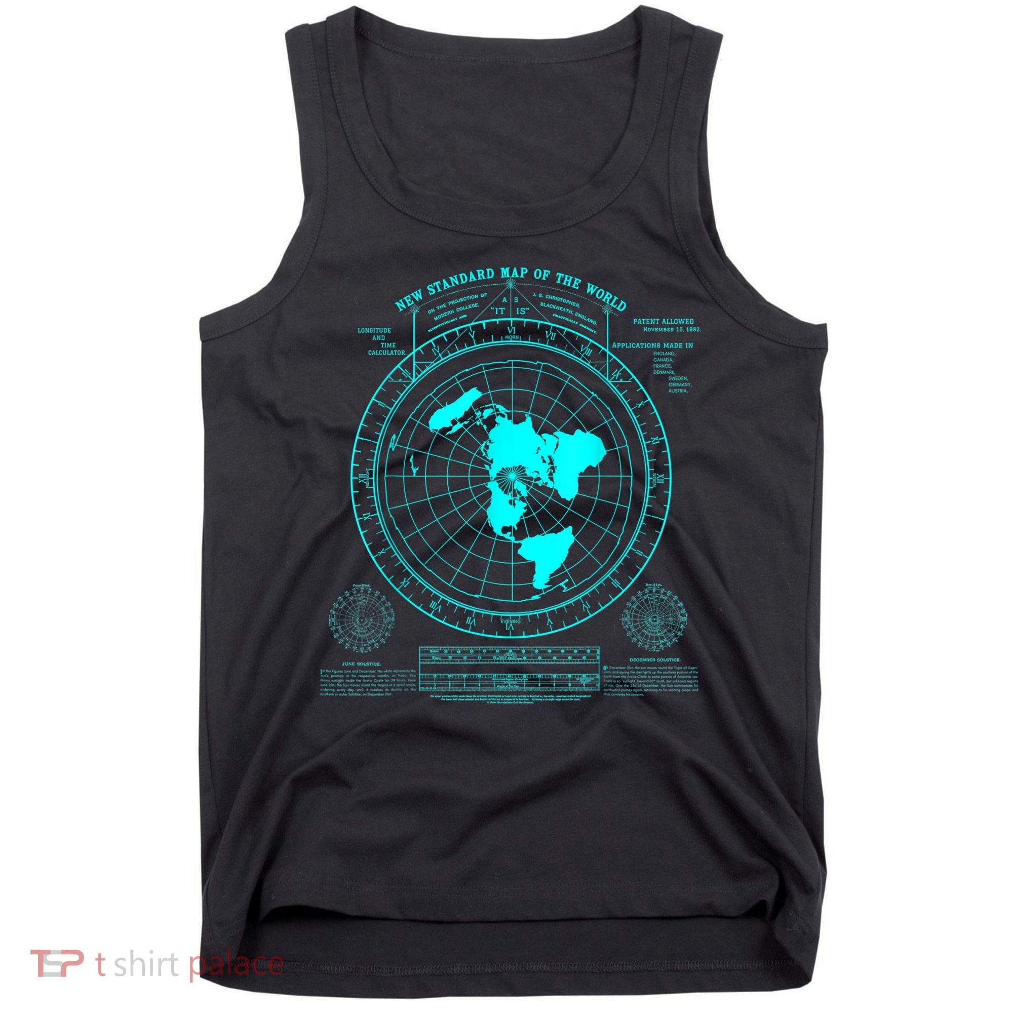 Gleasons New Standard Map Of The World Flat Earth Tank Top