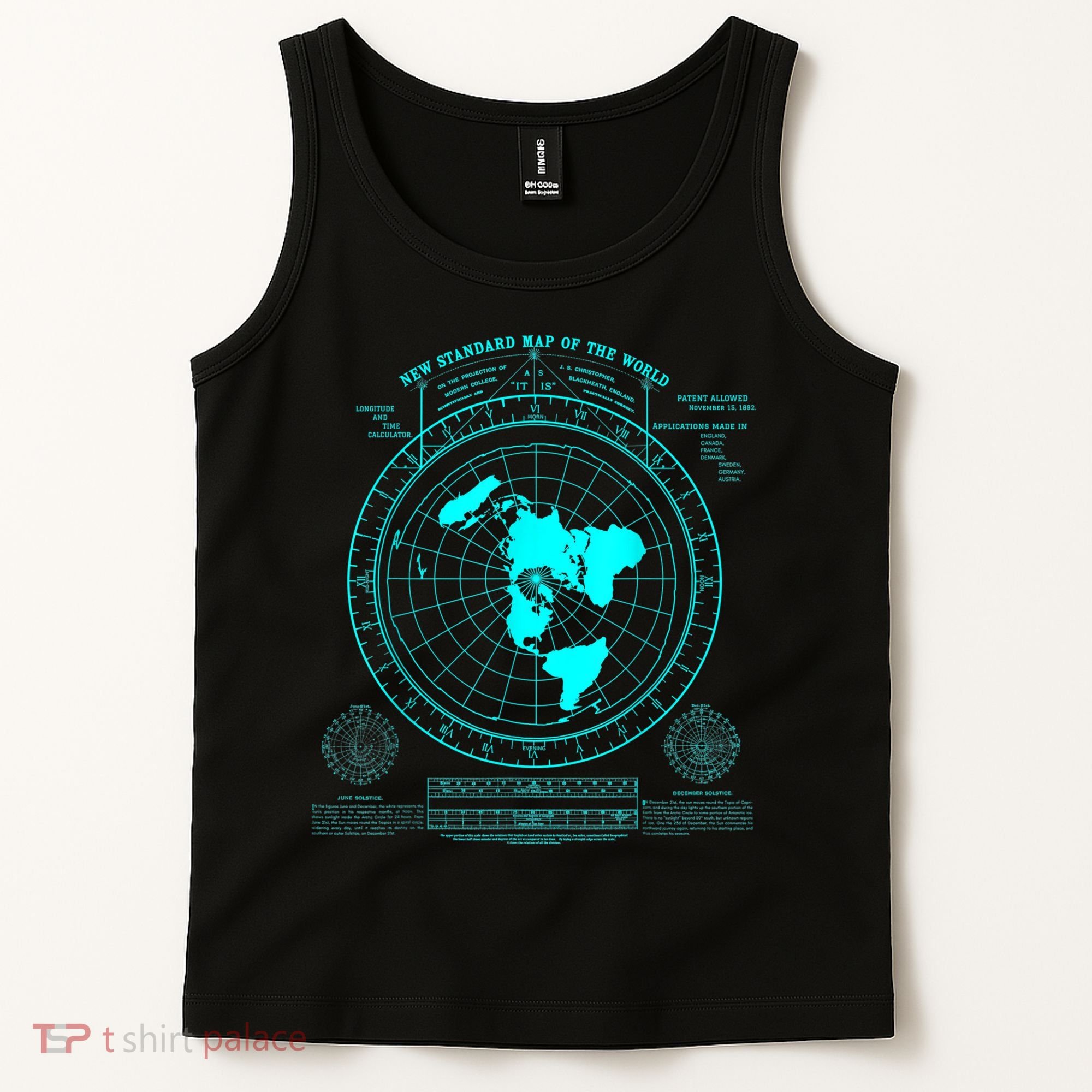 Gleasons New Standard Map Of The World Flat Earth Tank Top