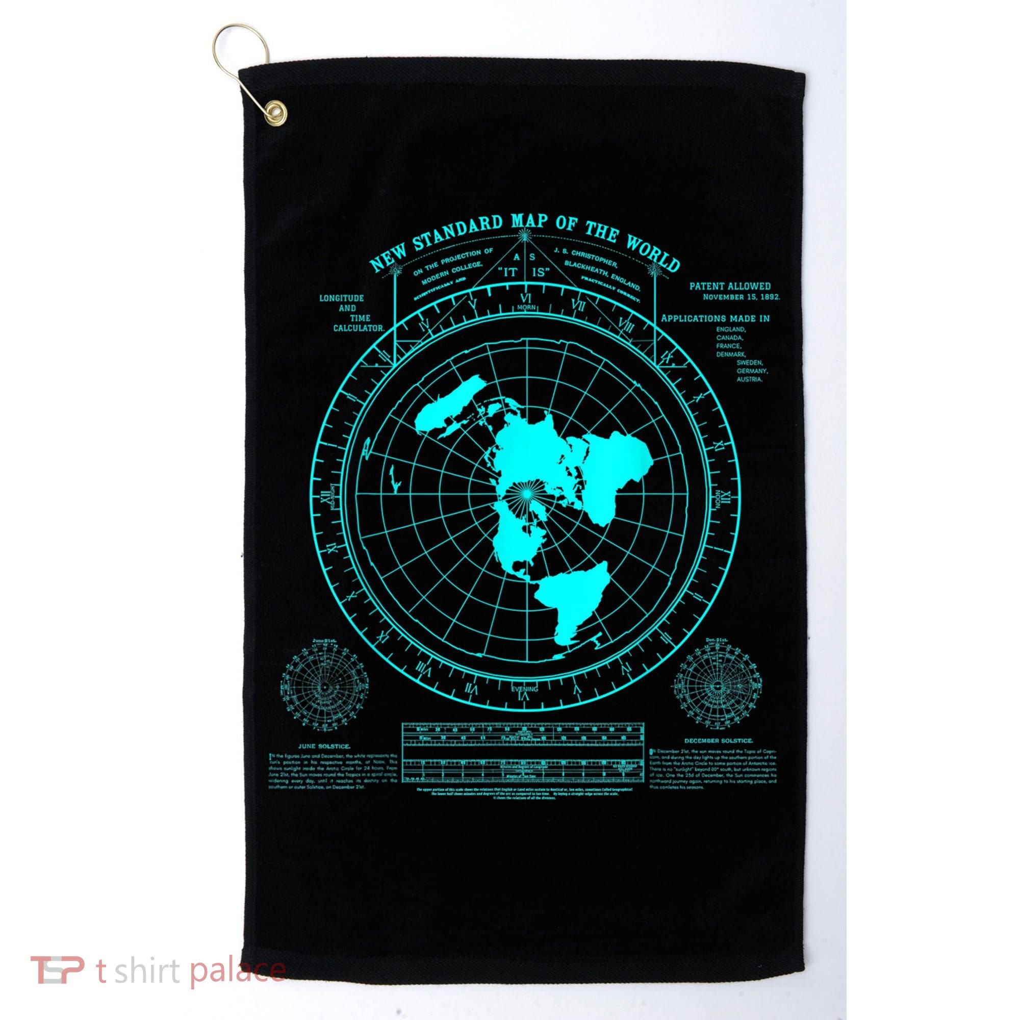 Gleasons New Standard Map Of The World Flat Earth Golf Towel