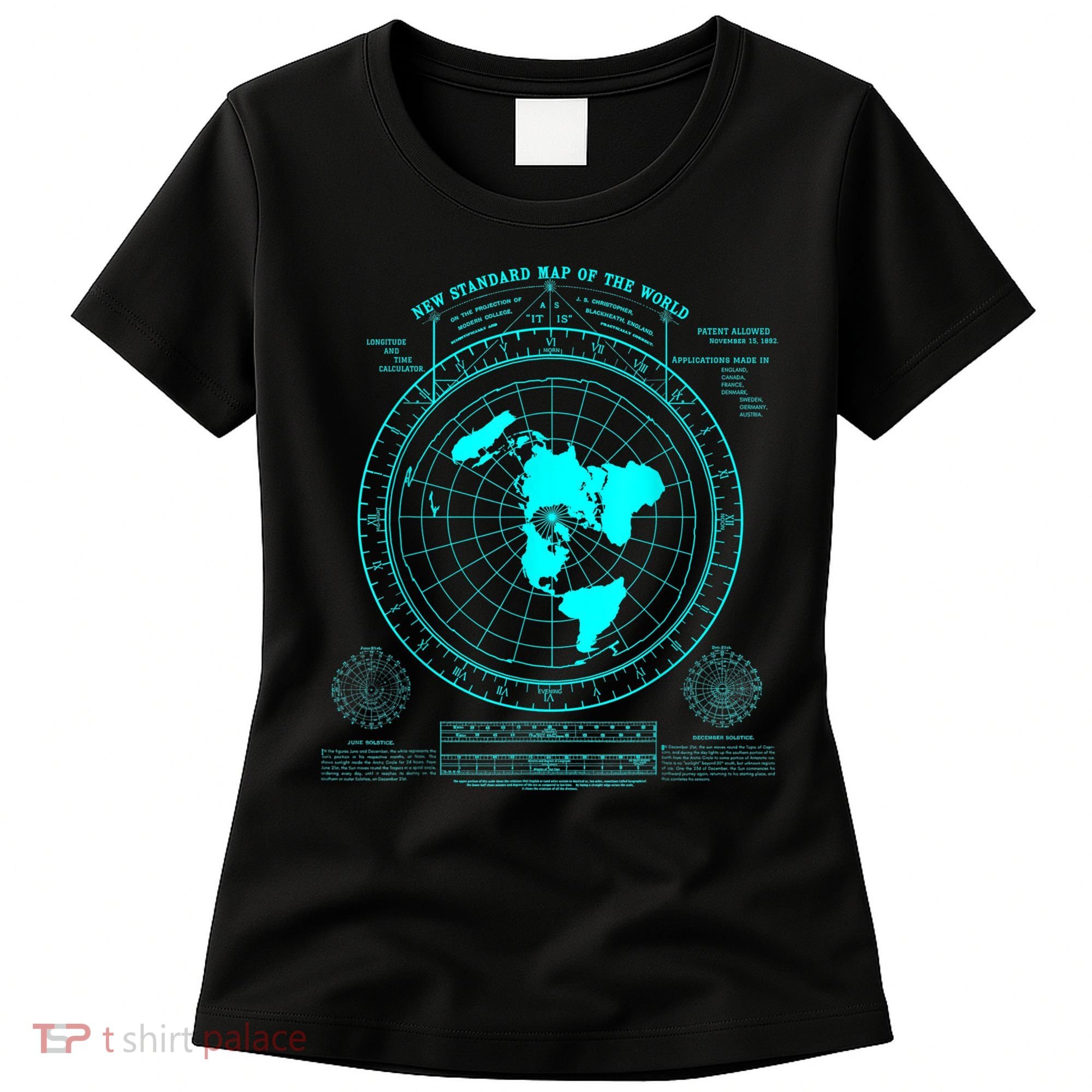Gleasons New Standard Map Of The World Flat Earth Women's T-Shirt