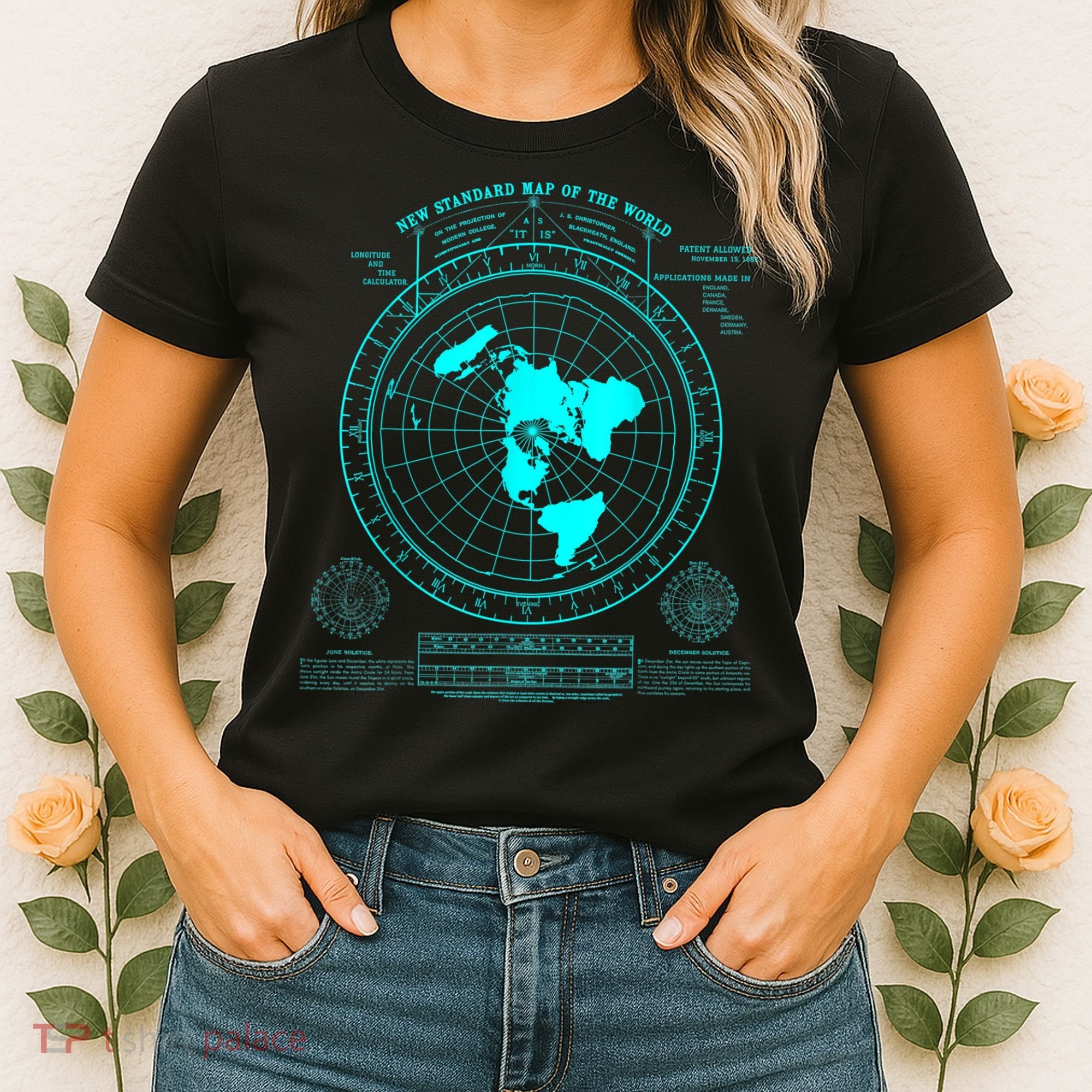 Gleasons New Standard Map Of The World Flat Earth Women's T-Shirt