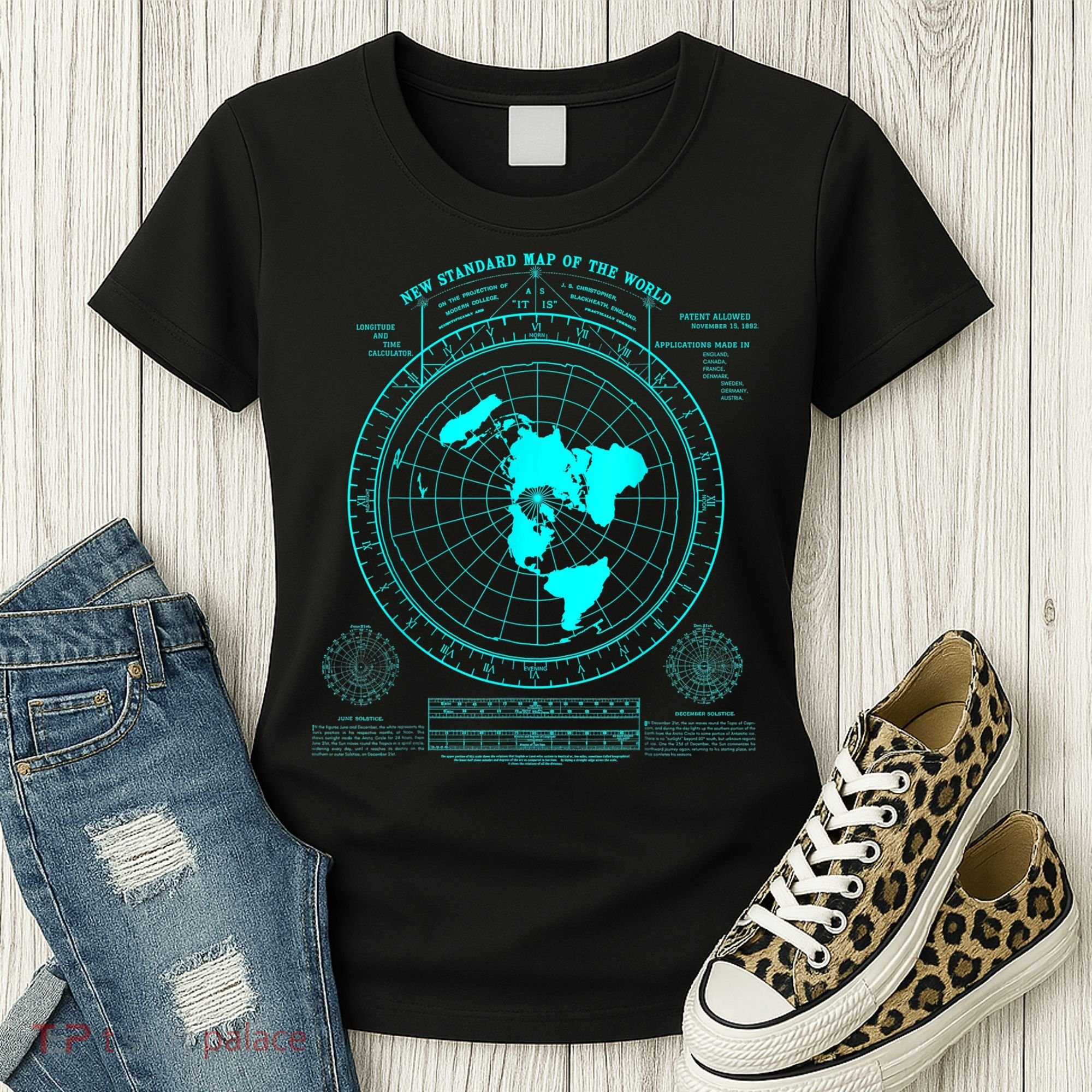 Gleasons New Standard Map Of The World Flat Earth Women's T-Shirt