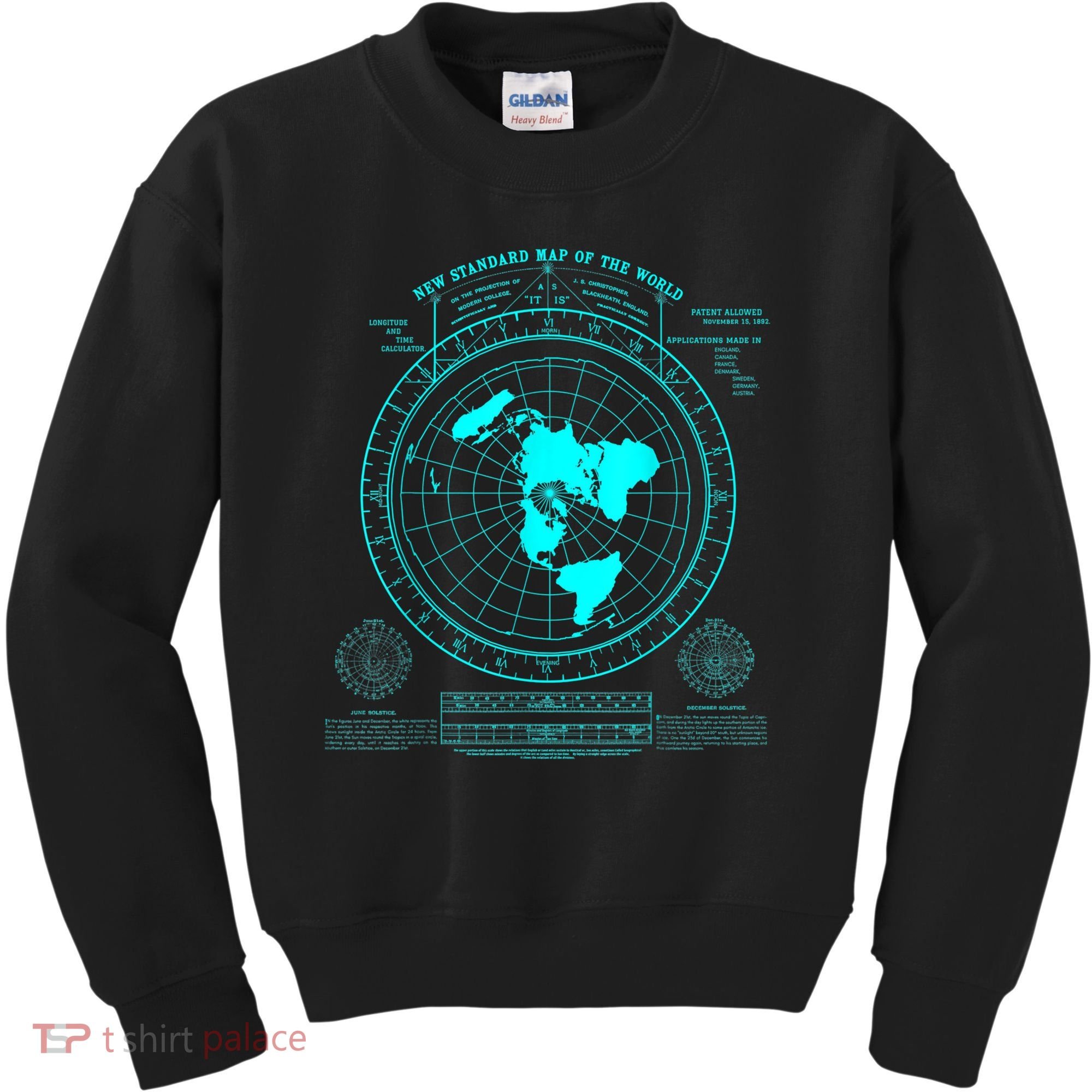 Gleasons New Standard Map Of The World Flat Earth Kids Sweatshirt