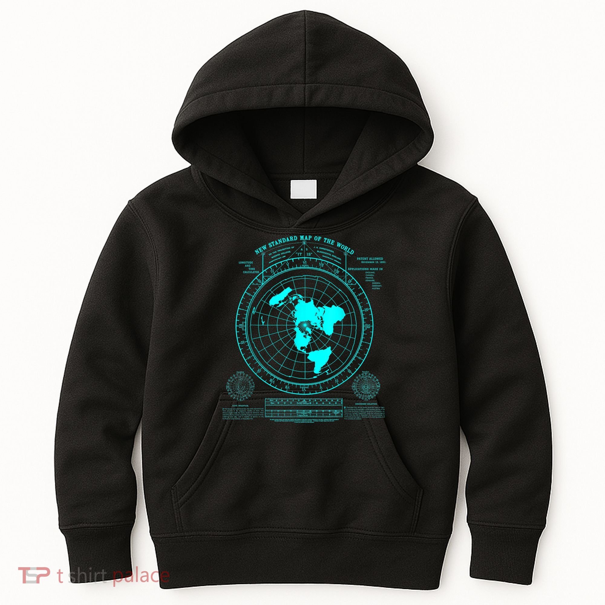 Gleasons New Standard Map Of The World Flat Earth Kids Hoodie