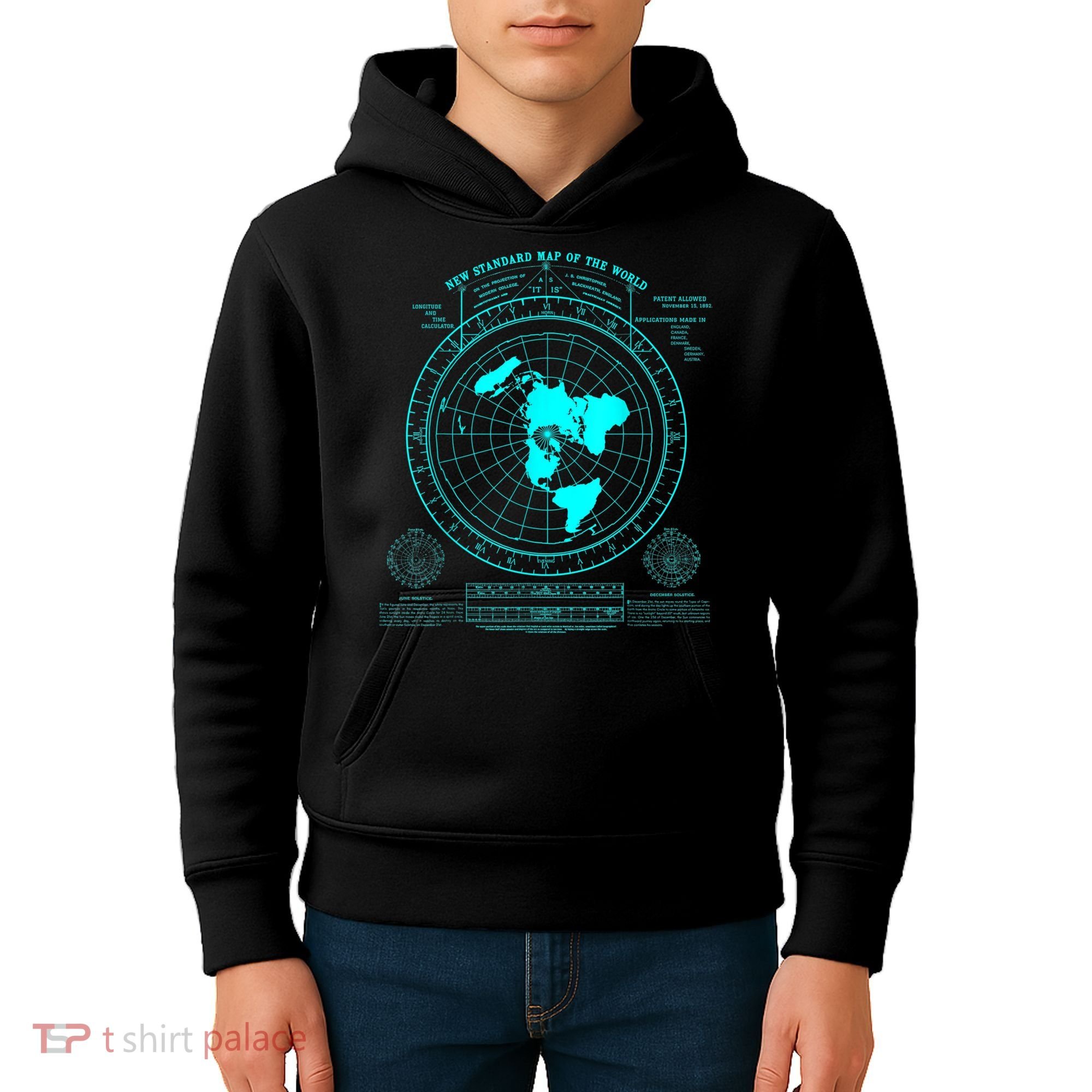 Gleasons New Standard Map Of The World Flat Earth Kids Hoodie
