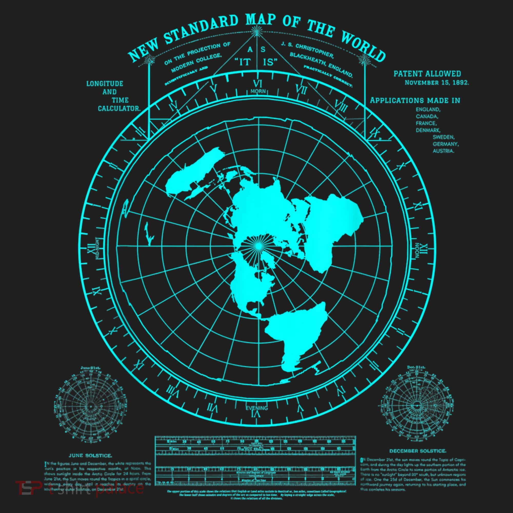 Gleasons New Standard Map Of The World Flat Earth Kids Long Sleeve Plaid Pajama Set