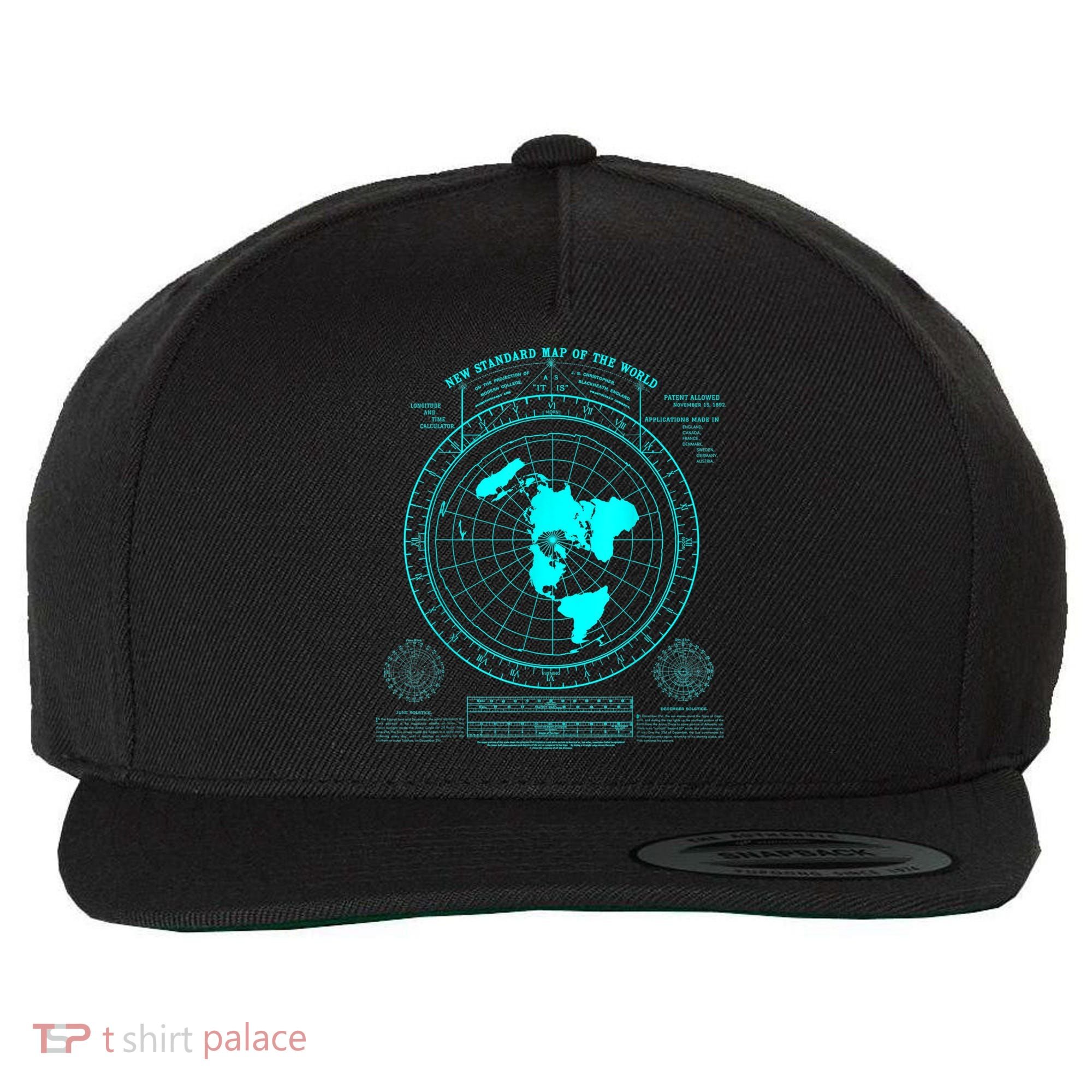 Gleasons New Standard Map Of The World Flat Earth Wool Snapback Cap