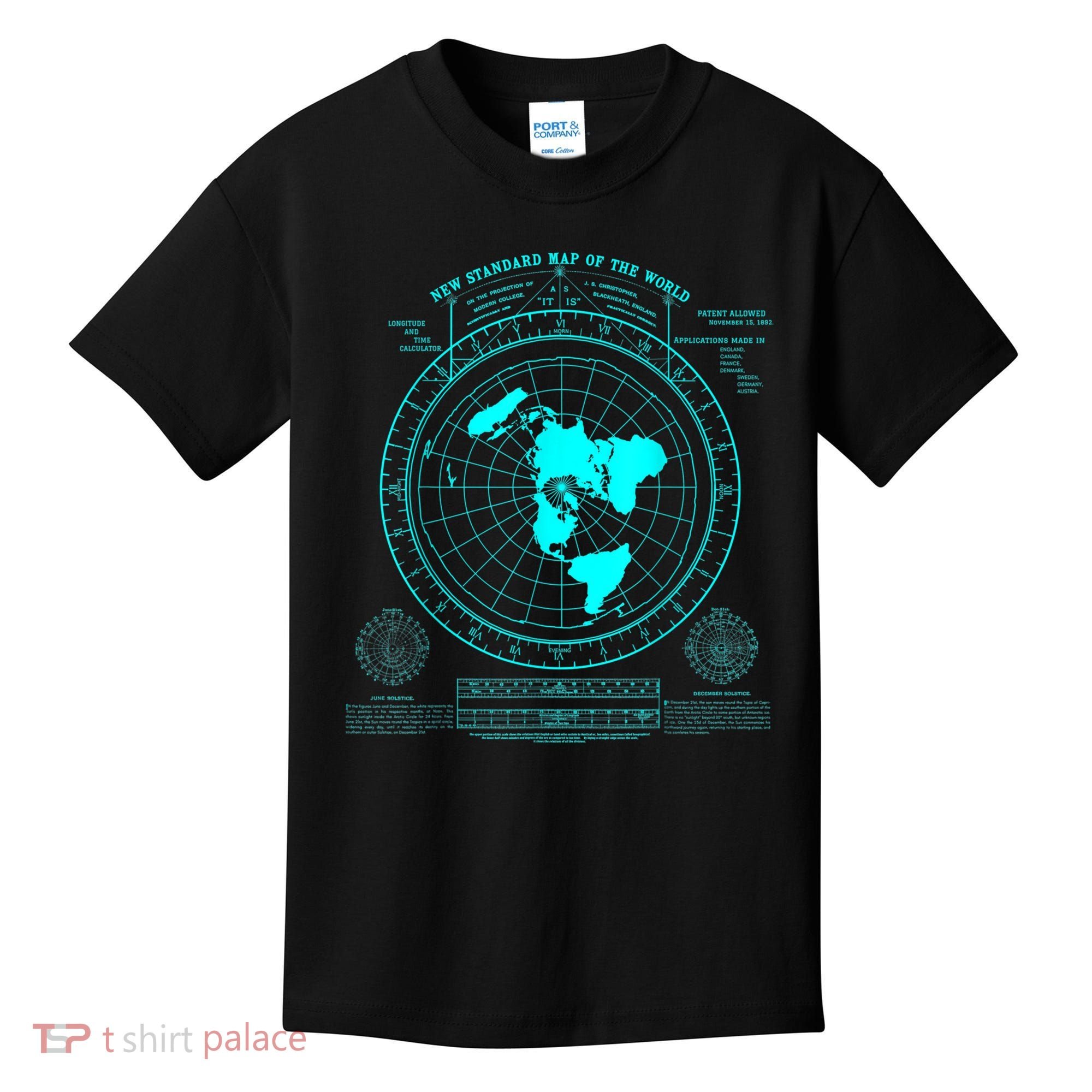 Gleasons New Standard Map Of The World Flat Earth Kids T-Shirt