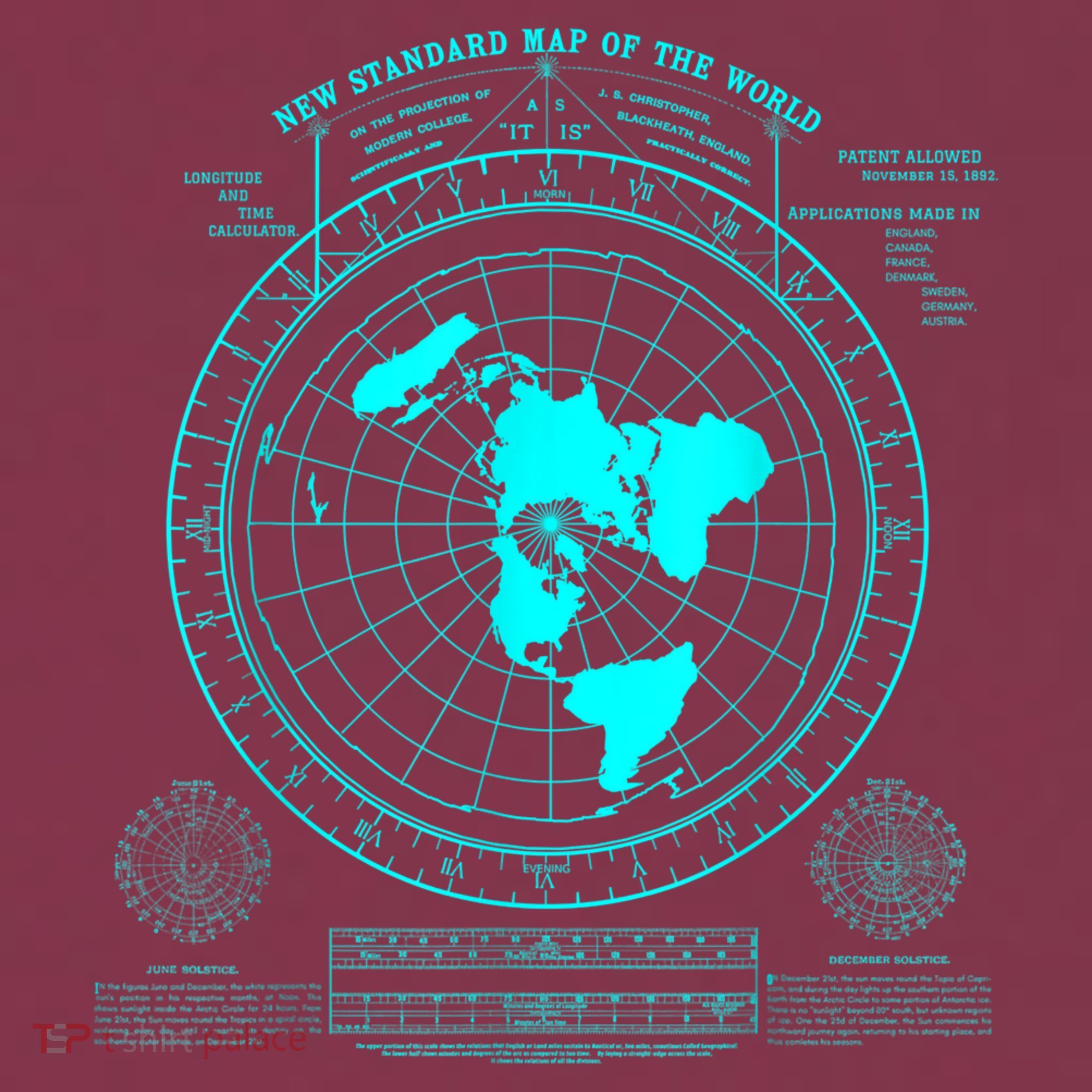 Gleasons New Standard Map Of The World Flat Earth 16oz Travel Tumbler
