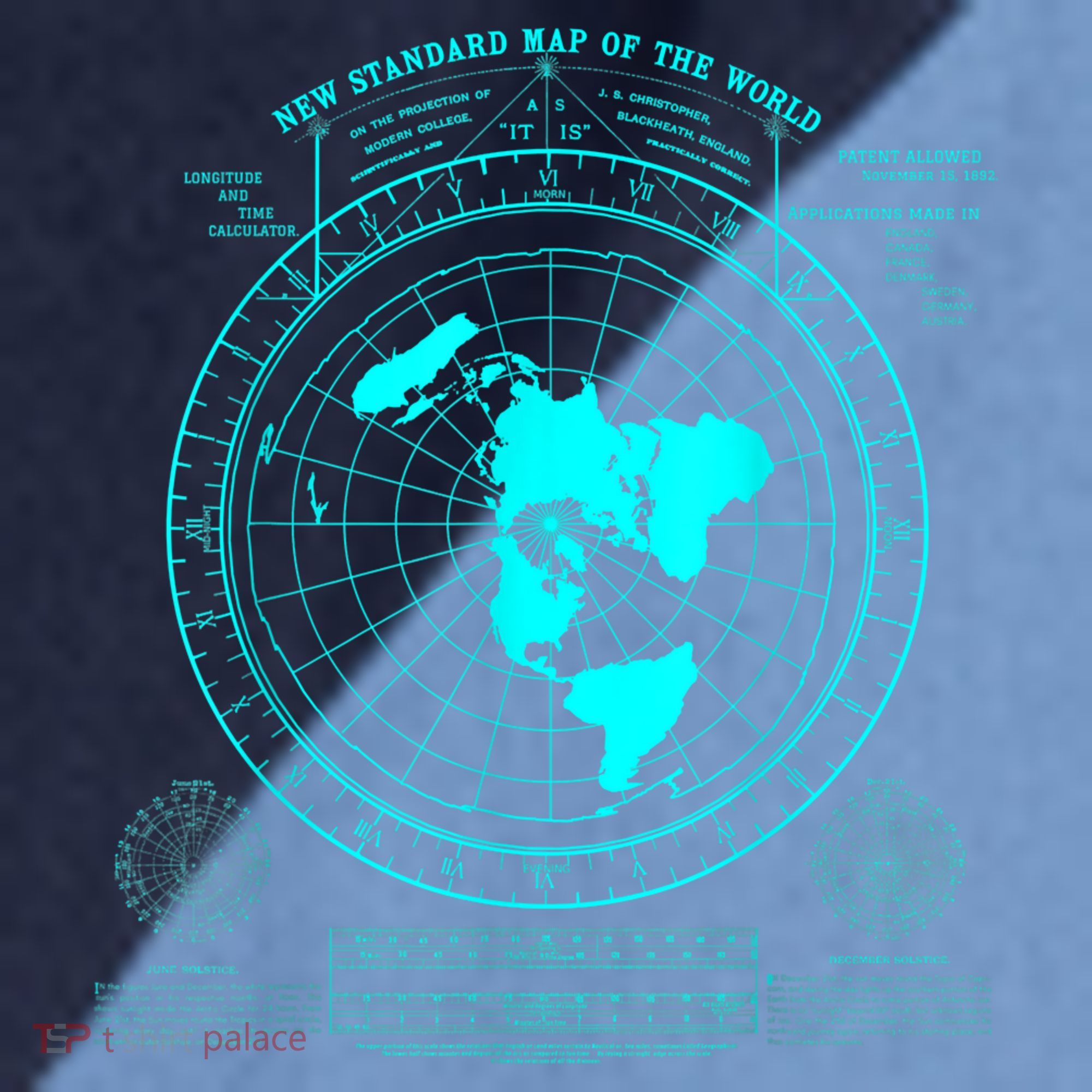 Gleasons New Standard Map Of The World Flat Earth Raglan Baseball Sleeve Shirt