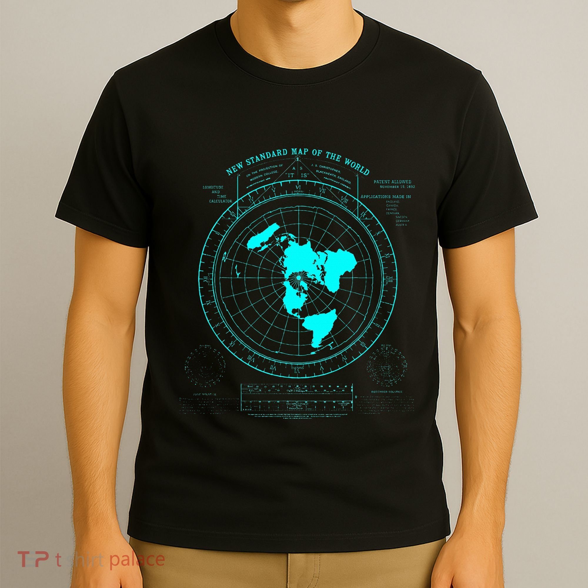 GleasonS New Standard Map Of The World Flat Earth T-Shirt