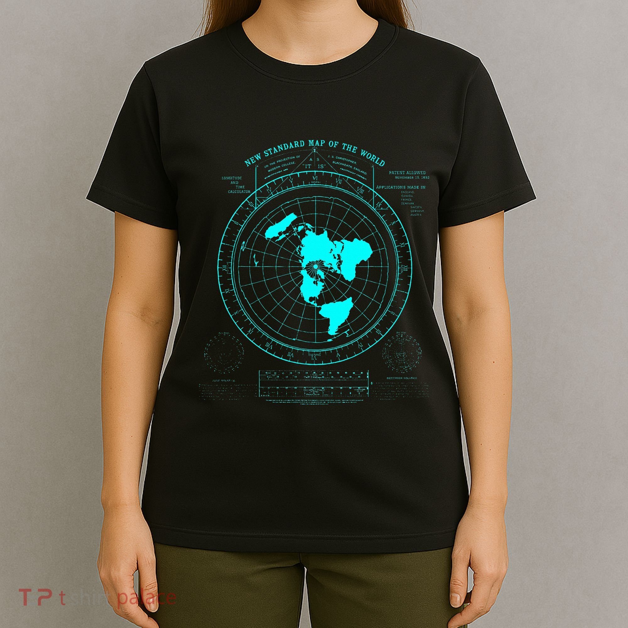 GleasonS New Standard Map Of The World Flat Earth T-Shirt