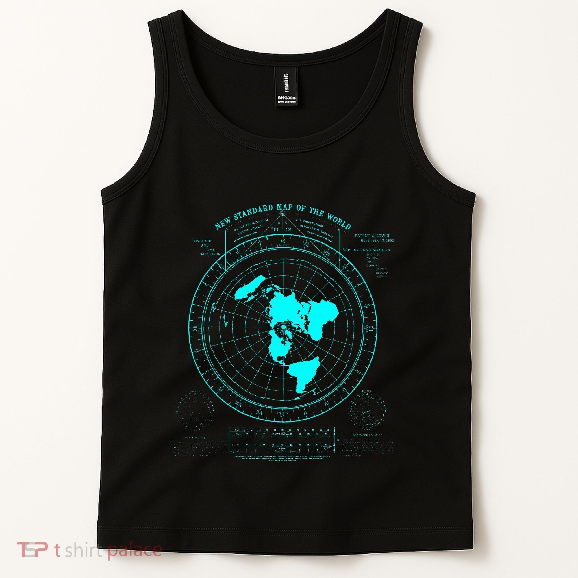 GleasonS New Standard Map Of The World Flat Earth Tank Top